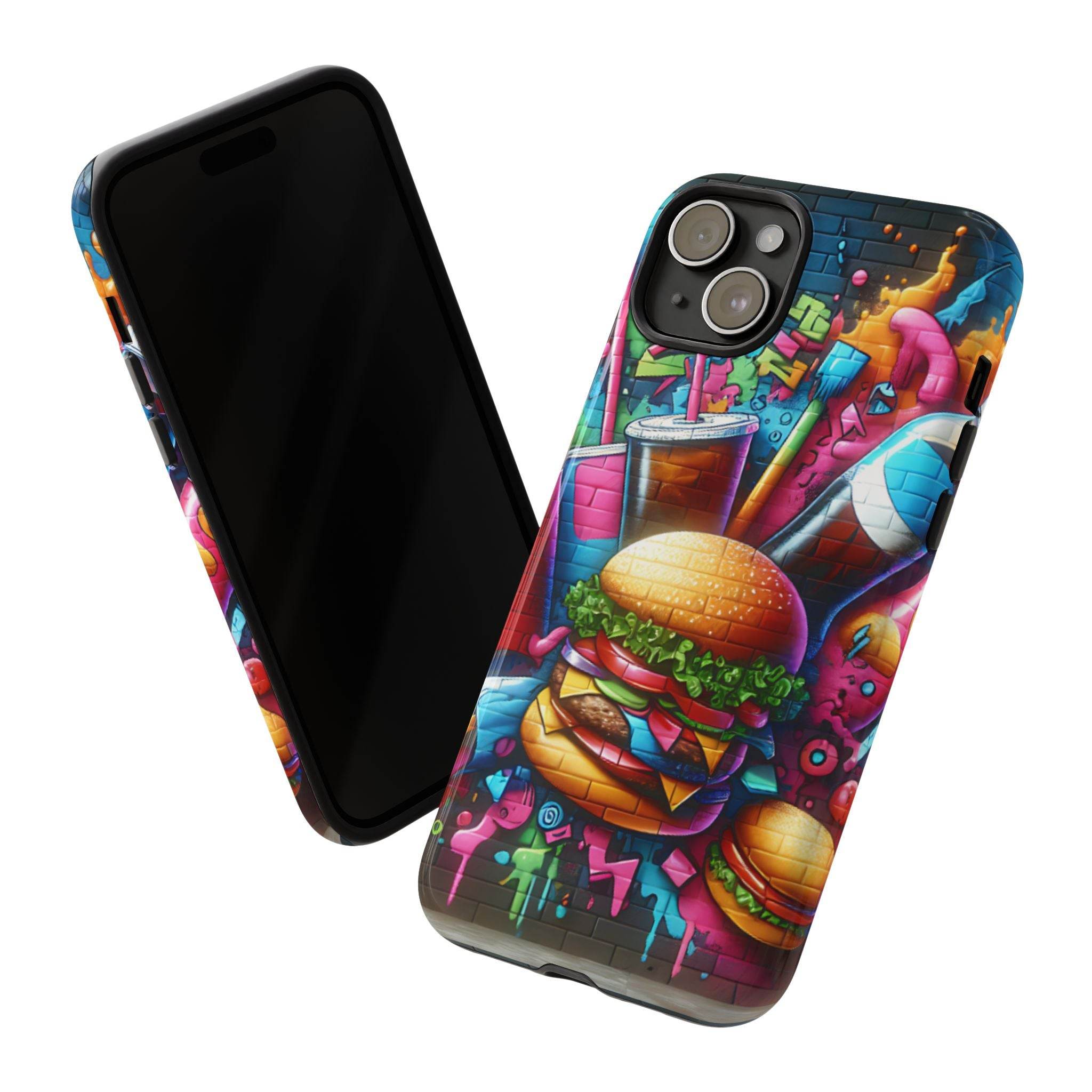 Burger and Drink Graffiti Phone Case - iPhone Tough Case - Hook's Rubs & Spices