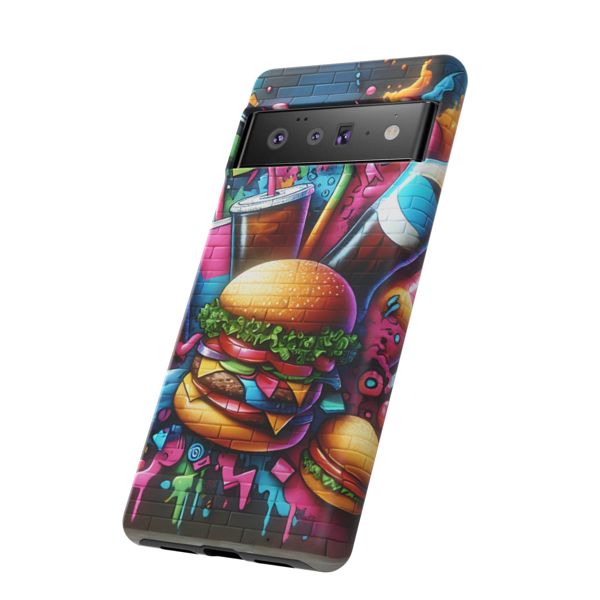 Burger and Drink Graffiti Phone Case - Google Pixel Phone Tough Case - Hook's Rubs & Spices