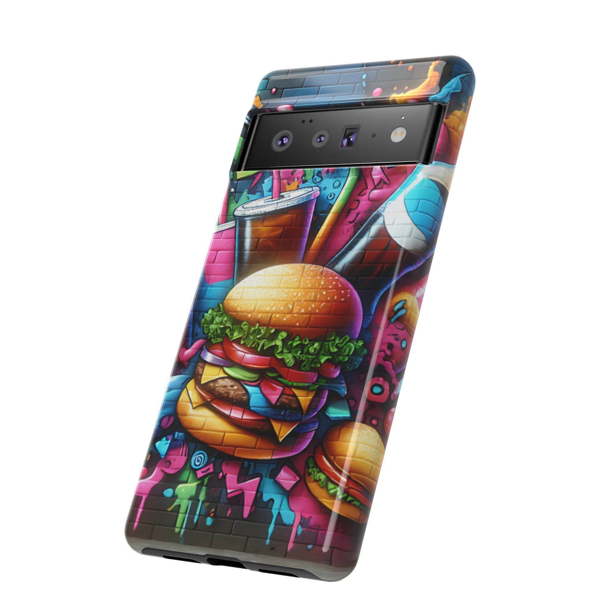 Burger and Drink Graffiti Phone Case - Google Pixel Phone Tough Case - Hook's Rubs & Spices