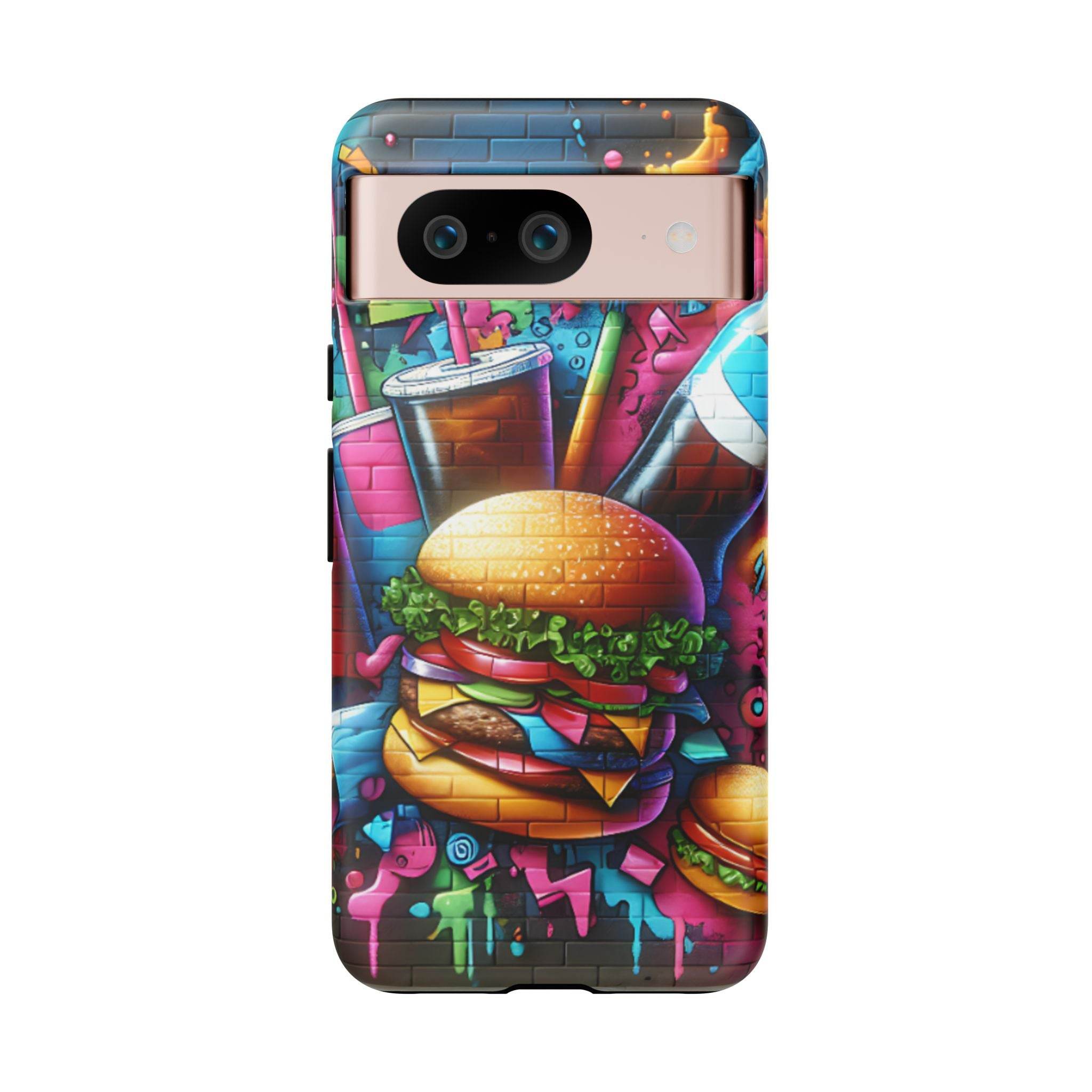 Burger and Drink Graffiti Phone Case - Google Pixel Phone Tough Case - Hook's Rubs & Spices