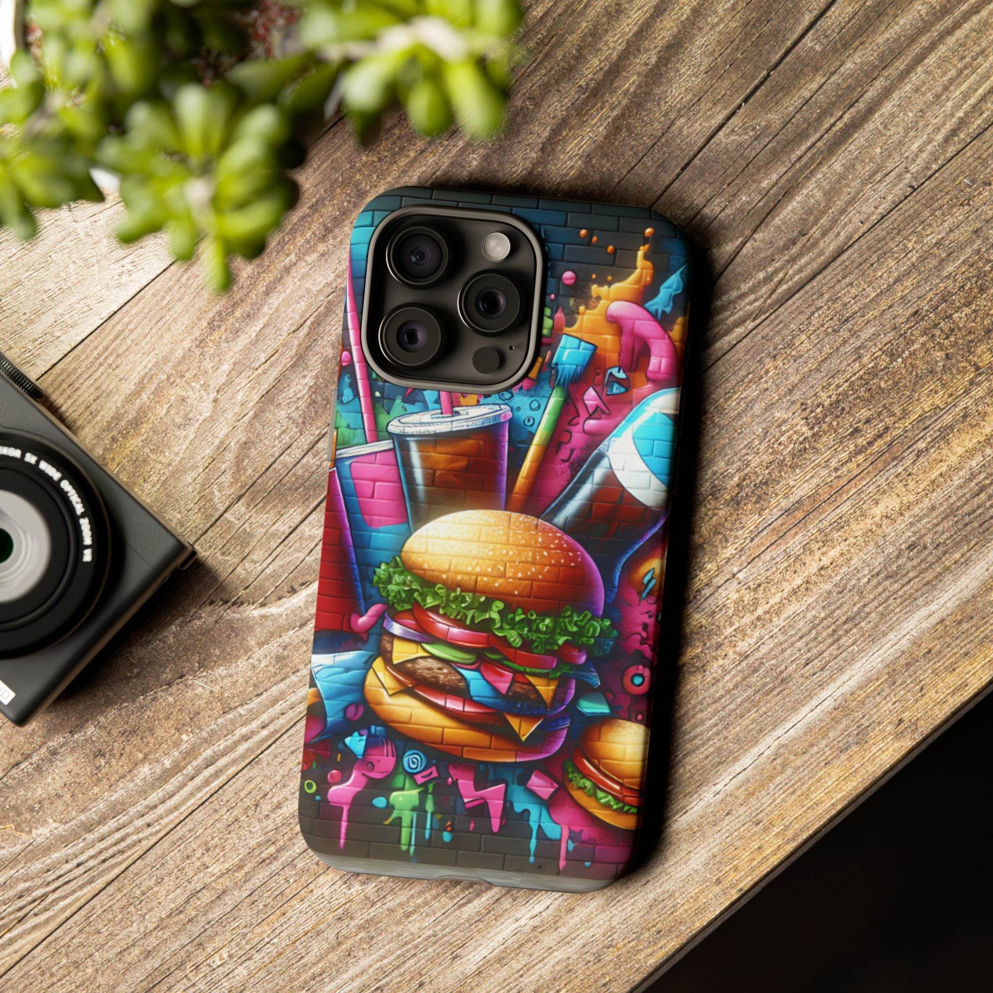 Burger and Drink Graffiti Phone Case - iPhone Tough Case - Hook's Rubs & Spices