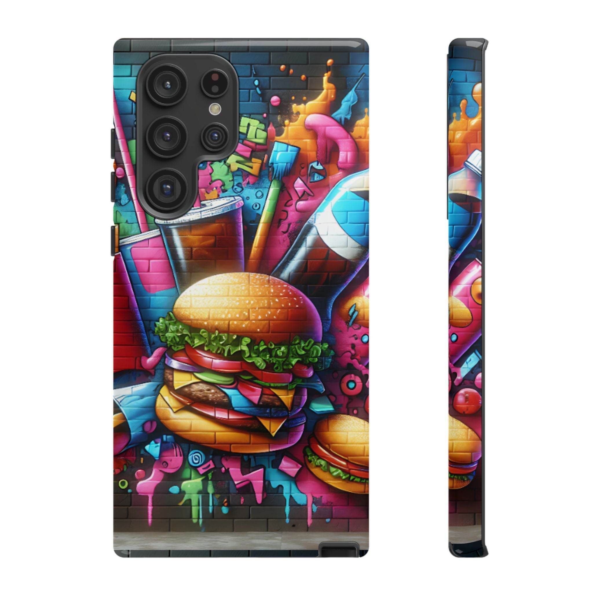 Burger and Drink Graffiti Phone Case - Samsung Galaxy Tough Case - Hook's Rubs & Spices
