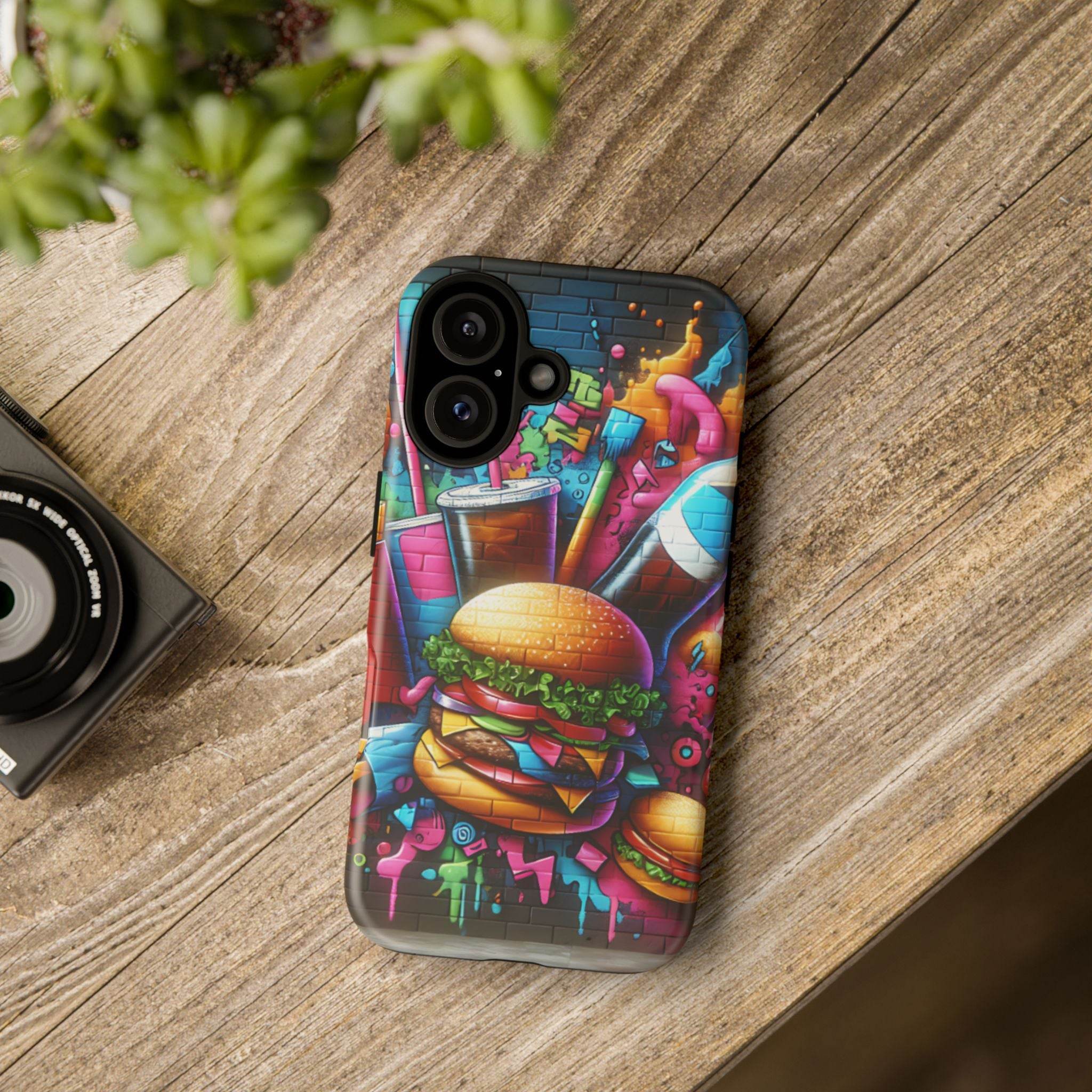 Burger and Drink Graffiti Phone Case - iPhone Tough Case - Hook's Rubs & Spices