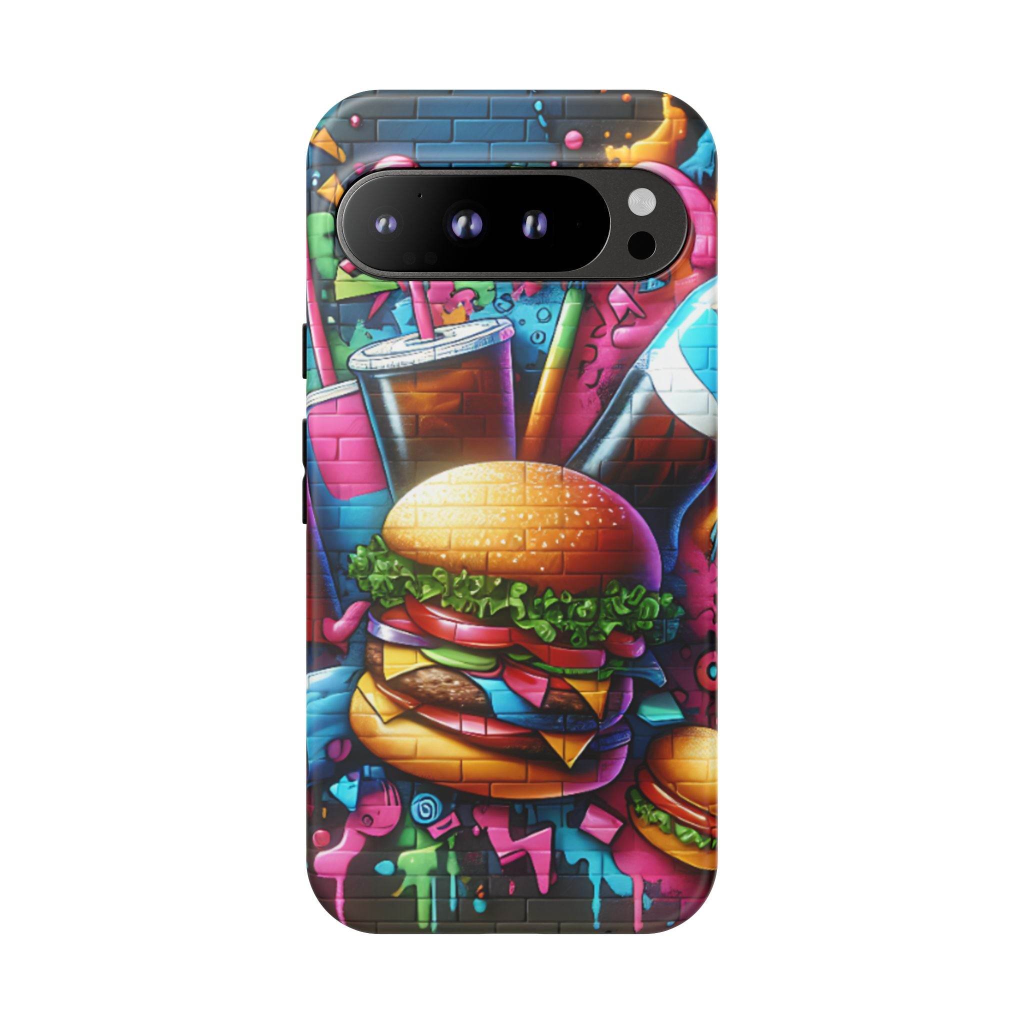 Burger and Drink Graffiti Phone Case - Google Pixel Phone Tough Case - Hook's Rubs & Spices