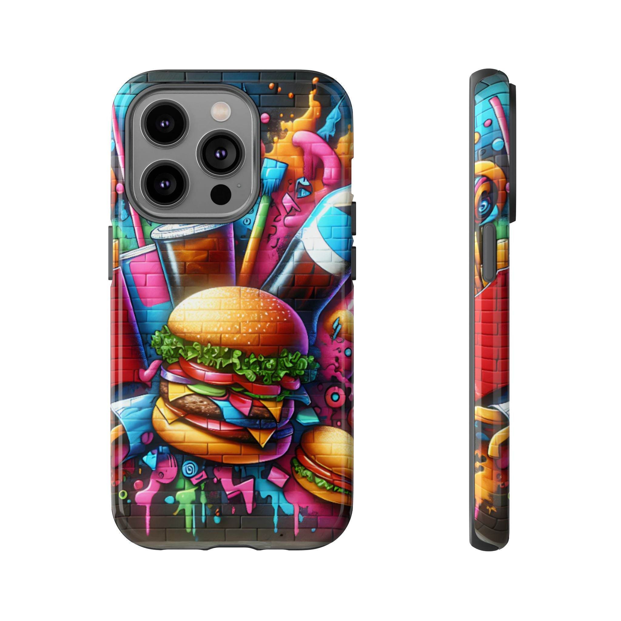 Burger and Drink Graffiti Phone Case - iPhone Tough Case - Hook's Rubs & Spices
