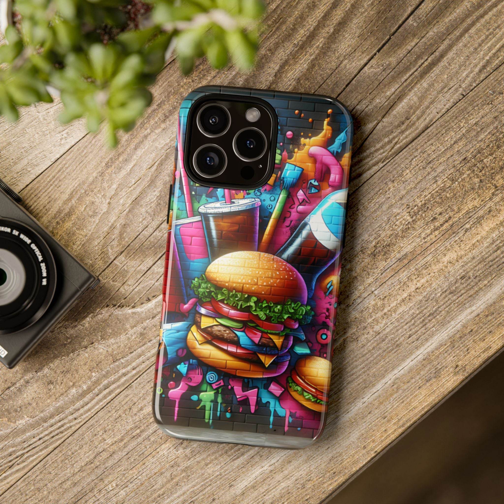 Burger and Drink Graffiti Phone Case - iPhone Tough Case - Hook's Rubs & Spices