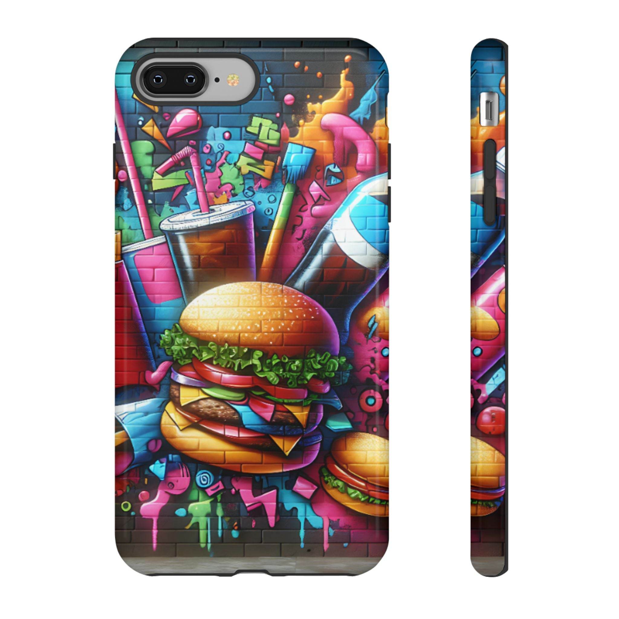 Burger and Drink Graffiti Phone Case - iPhone Tough Case - Hook's Rubs & Spices