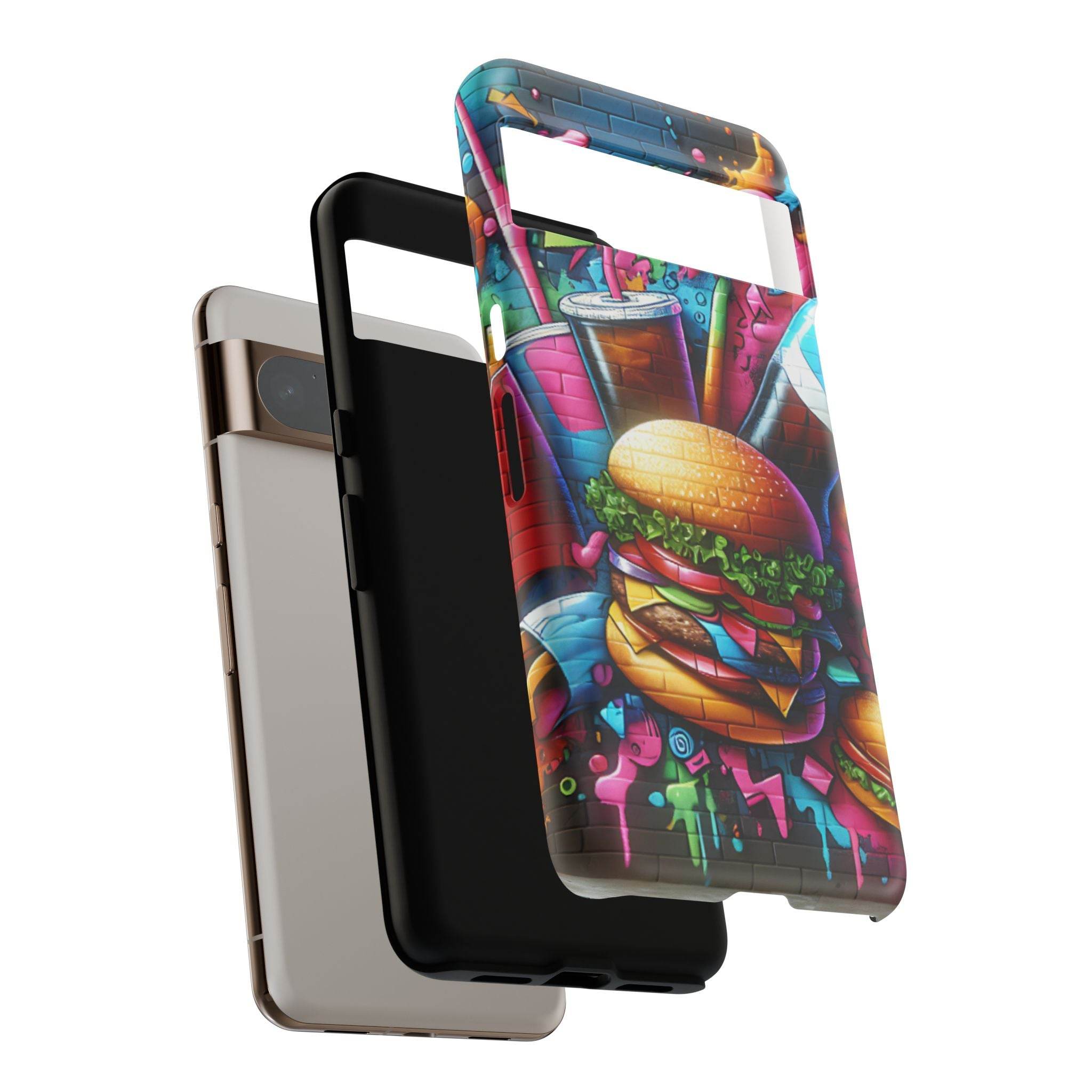 Burger and Drink Graffiti Phone Case - Google Pixel Phone Tough Case - Hook's Rubs & Spices