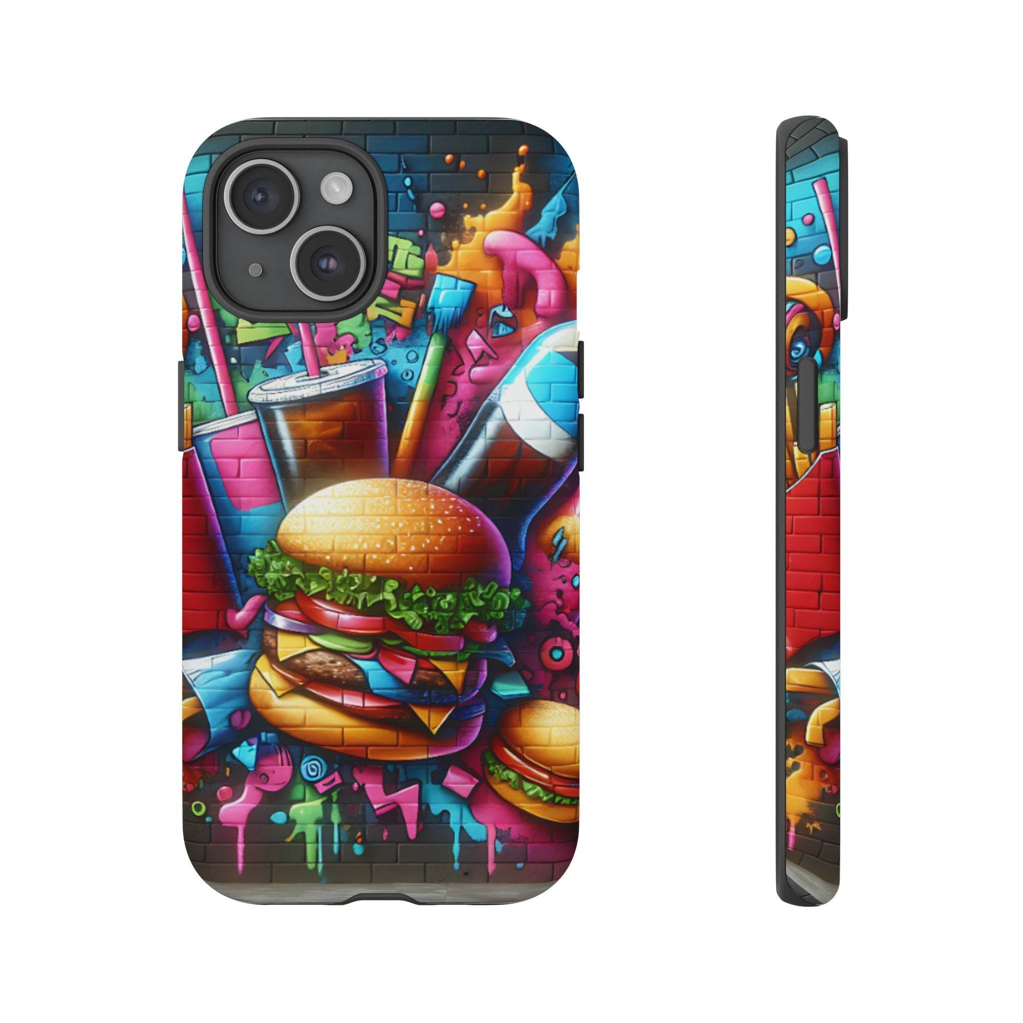 Burger and Drink Graffiti Phone Case - iPhone Tough Case - Hook's Rubs & Spices