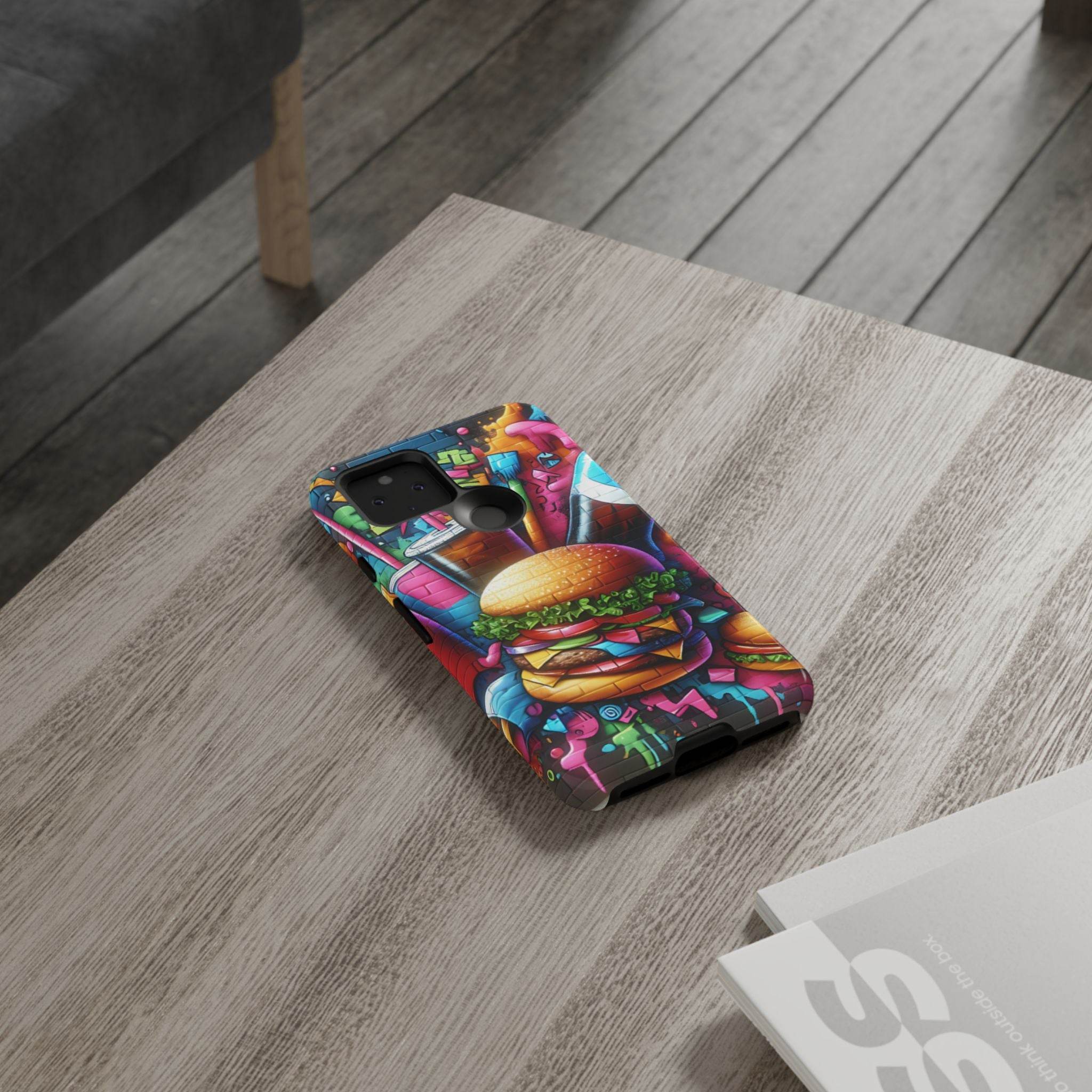 Burger and Drink Graffiti Phone Case - Google Pixel Phone Tough Case - Hook's Rubs & Spices