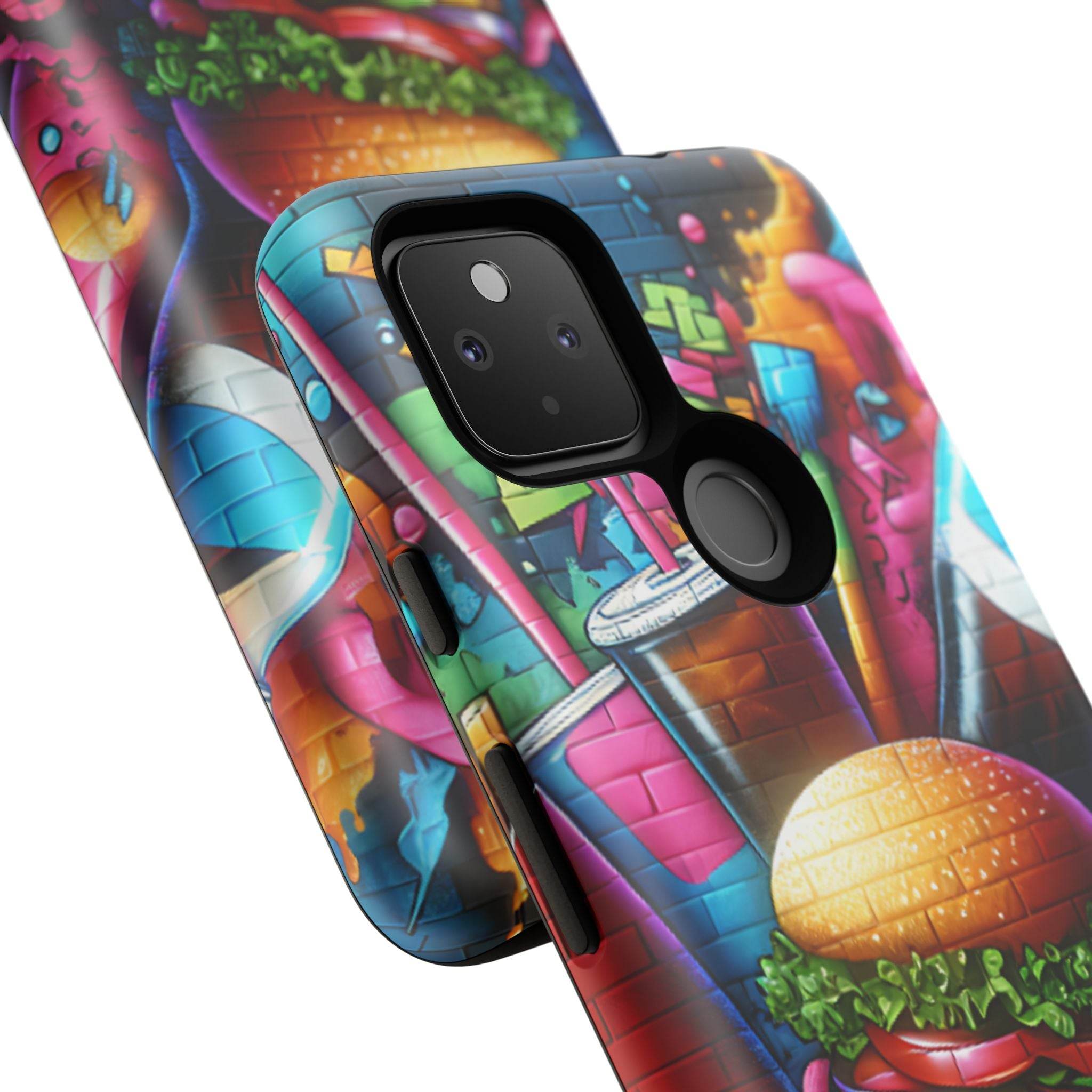Burger and Drink Graffiti Phone Case - Google Pixel Phone Tough Case - Hook's Rubs & Spices
