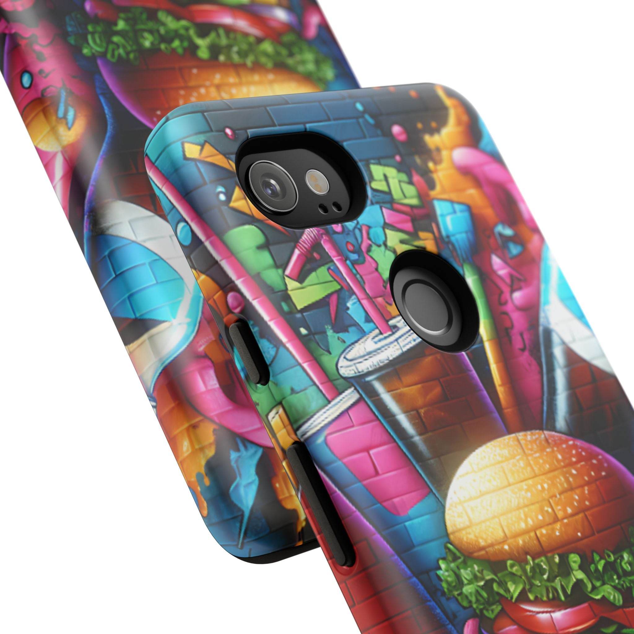 Burger and Drink Graffiti Phone Case - Google Pixel Phone Tough Case - Hook's Rubs & Spices