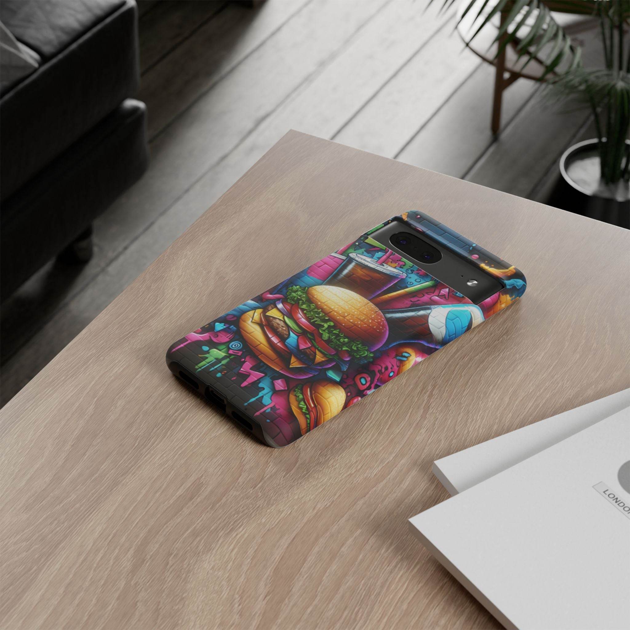 Burger and Drink Graffiti Phone Case - Google Pixel Phone Tough Case - Hook's Rubs & Spices