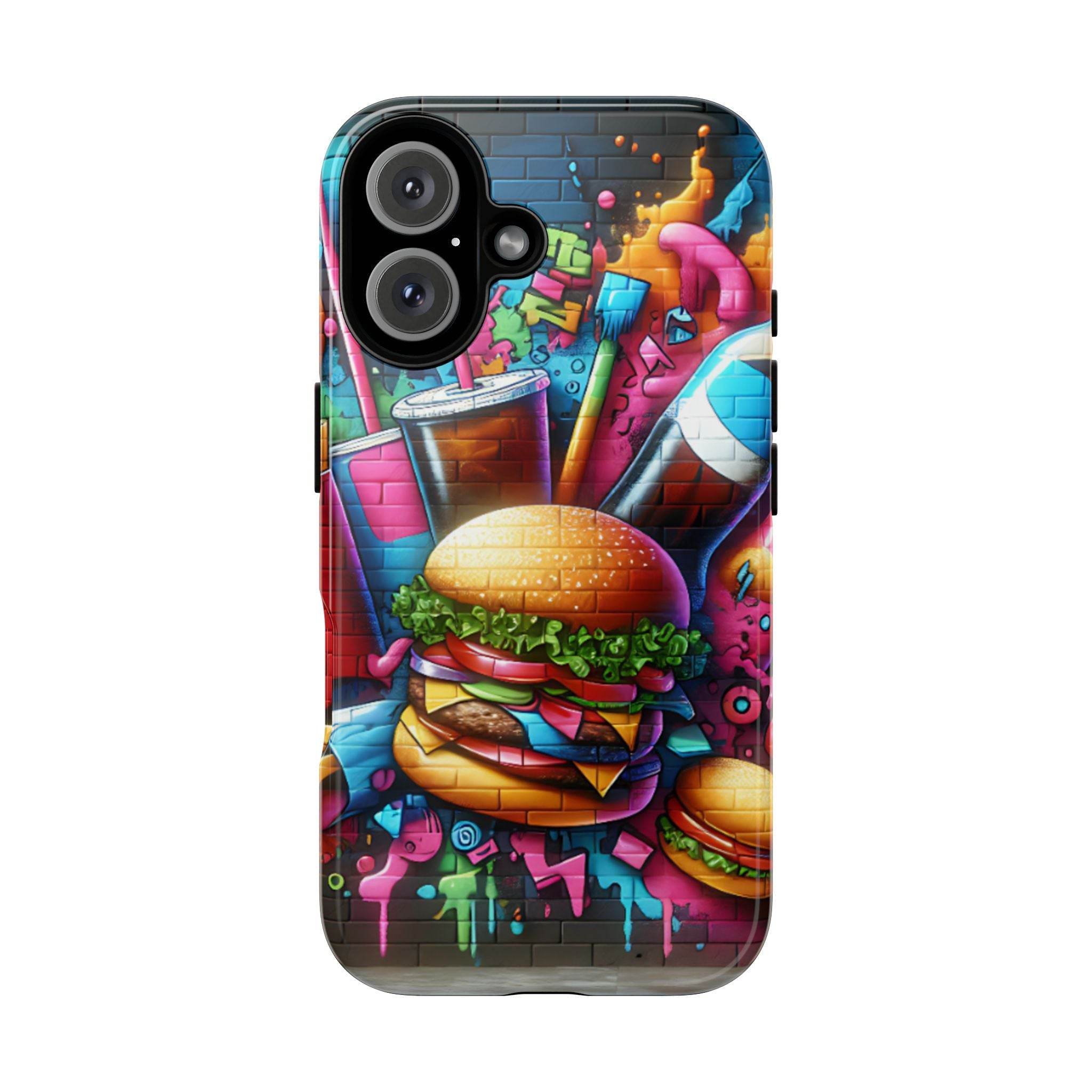 Burger and Drink Graffiti Phone Case - iPhone Tough Case - Hook's Rubs & Spices