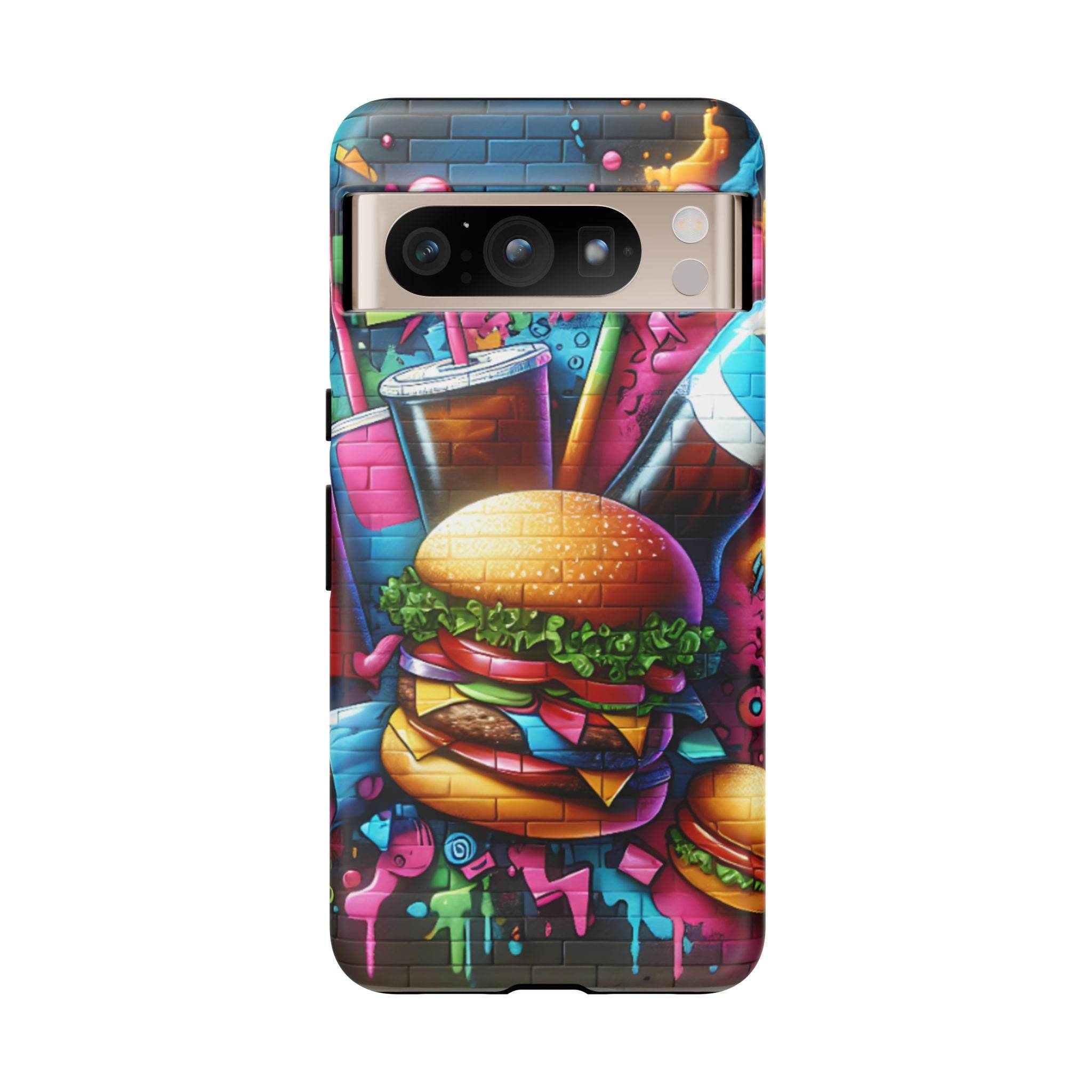 Burger and Drink Graffiti Phone Case - Google Pixel Phone Tough Case - Hook's Rubs & Spices