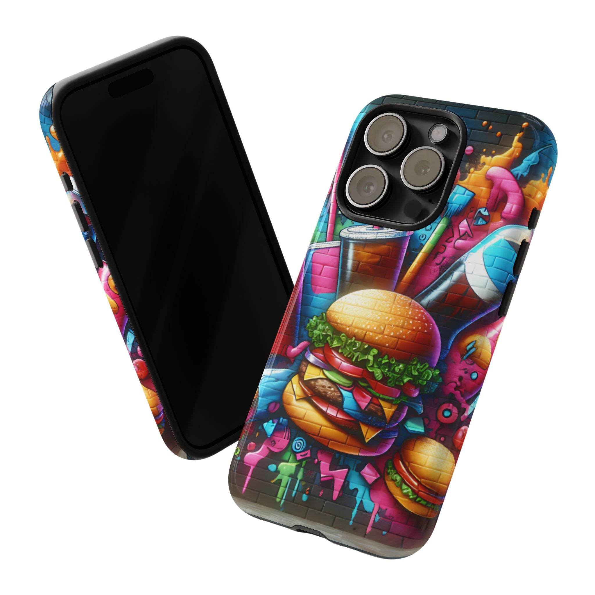 Burger and Drink Graffiti Phone Case - iPhone Tough Case - Hook's Rubs & Spices
