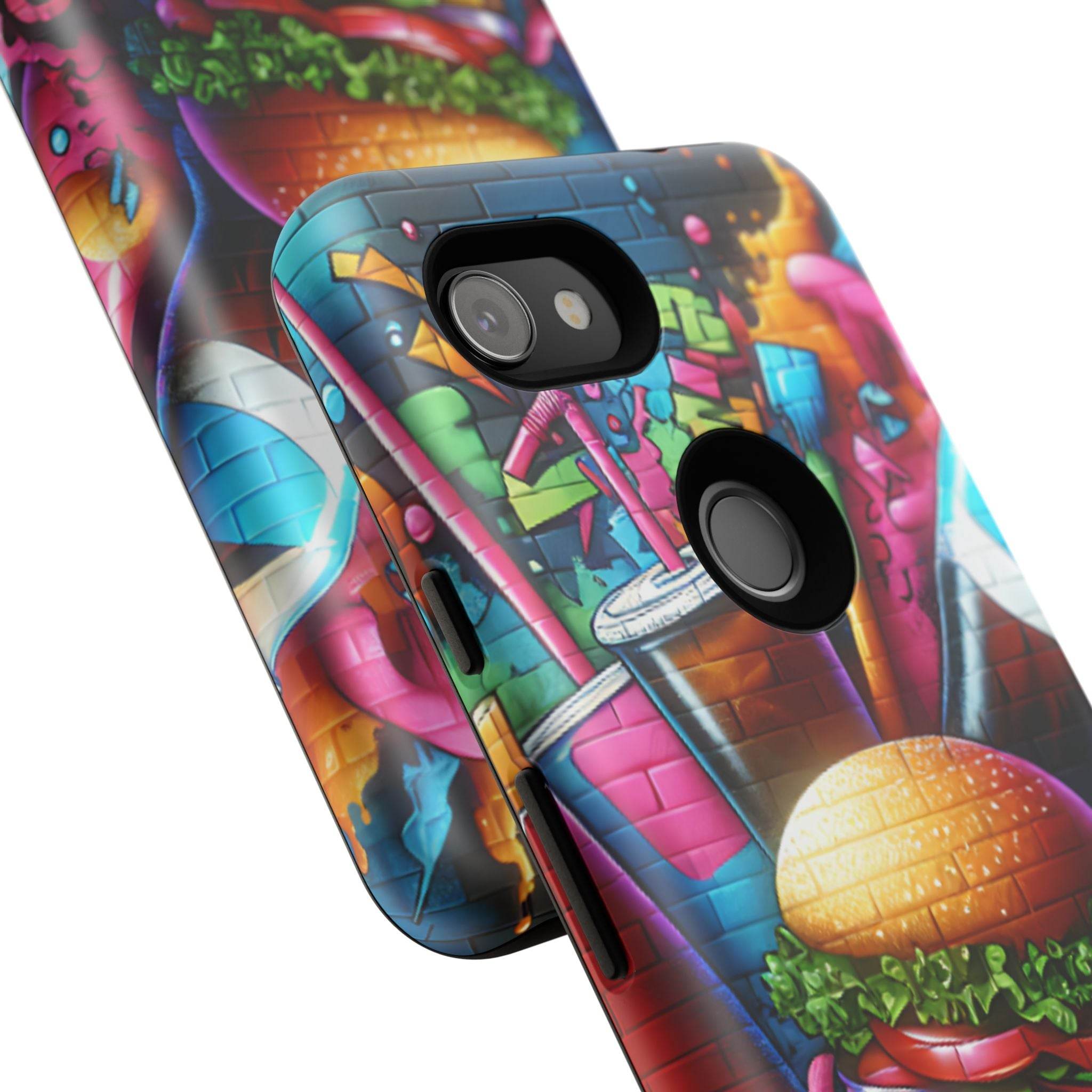 Burger and Drink Graffiti Phone Case - Google Pixel Phone Tough Case - Hook's Rubs & Spices