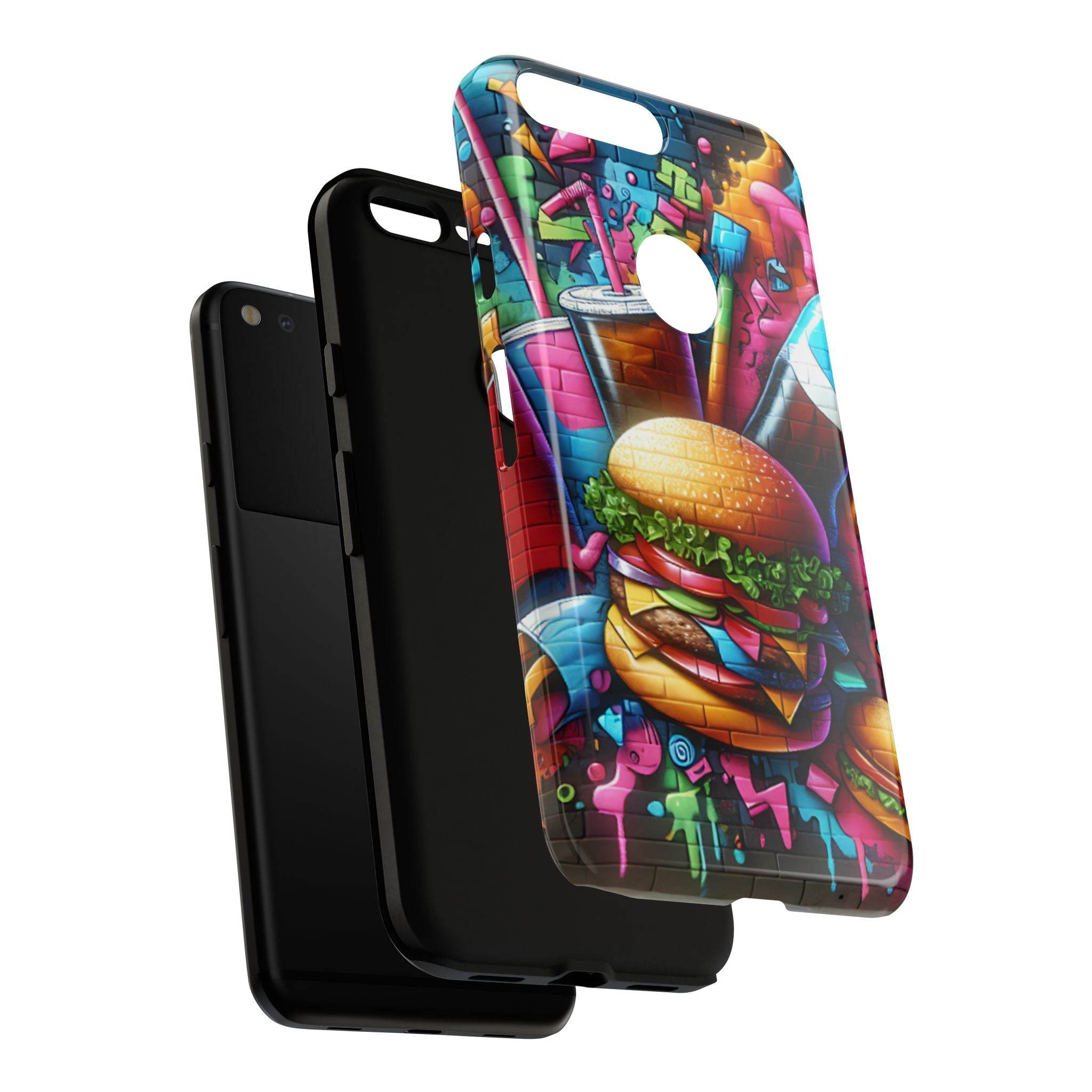 Burger and Drink Graffiti Phone Case - Google Pixel Phone Tough Case - Hook's Rubs & Spices