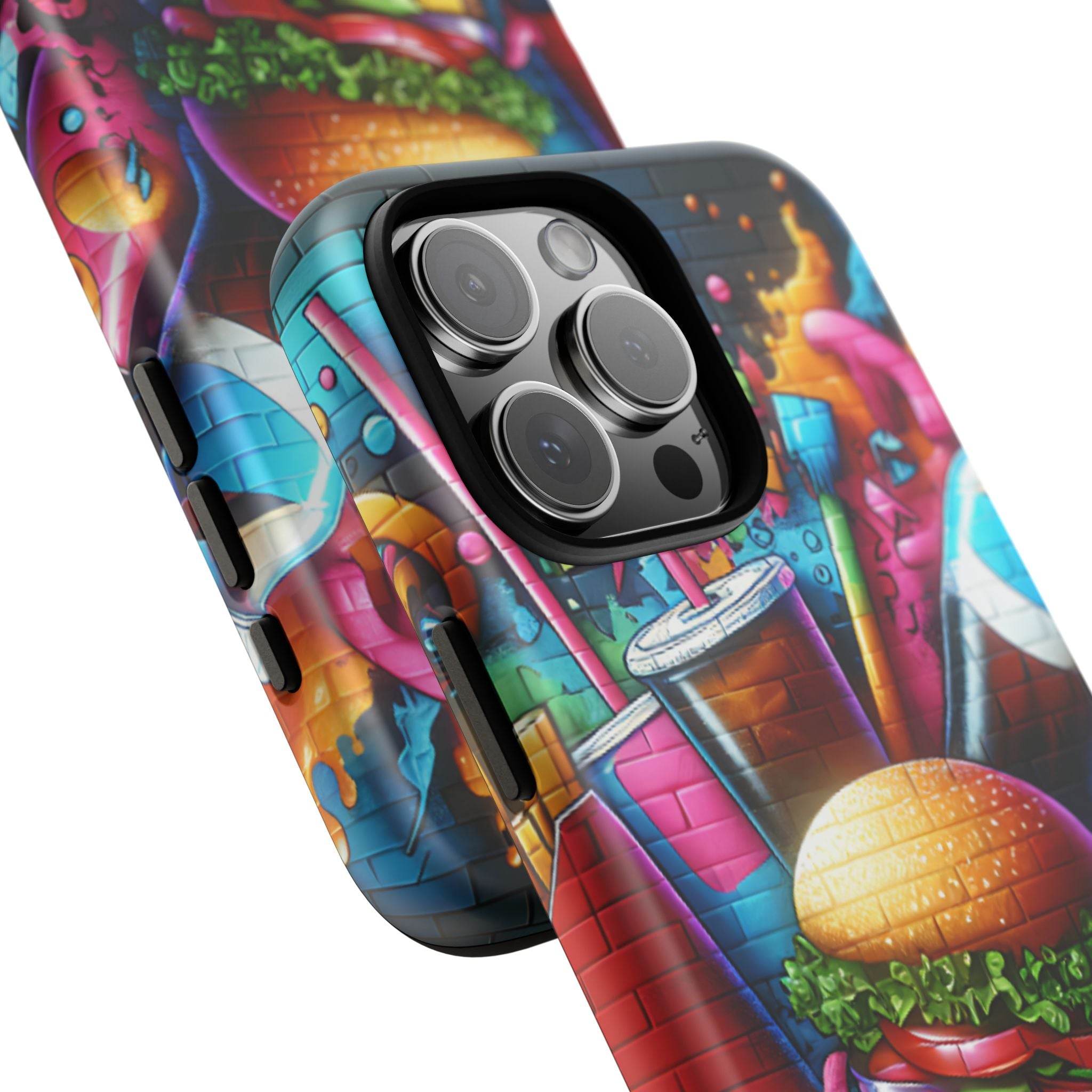 Burger and Drink Graffiti Phone Case - iPhone Tough Case - Hook's Rubs & Spices