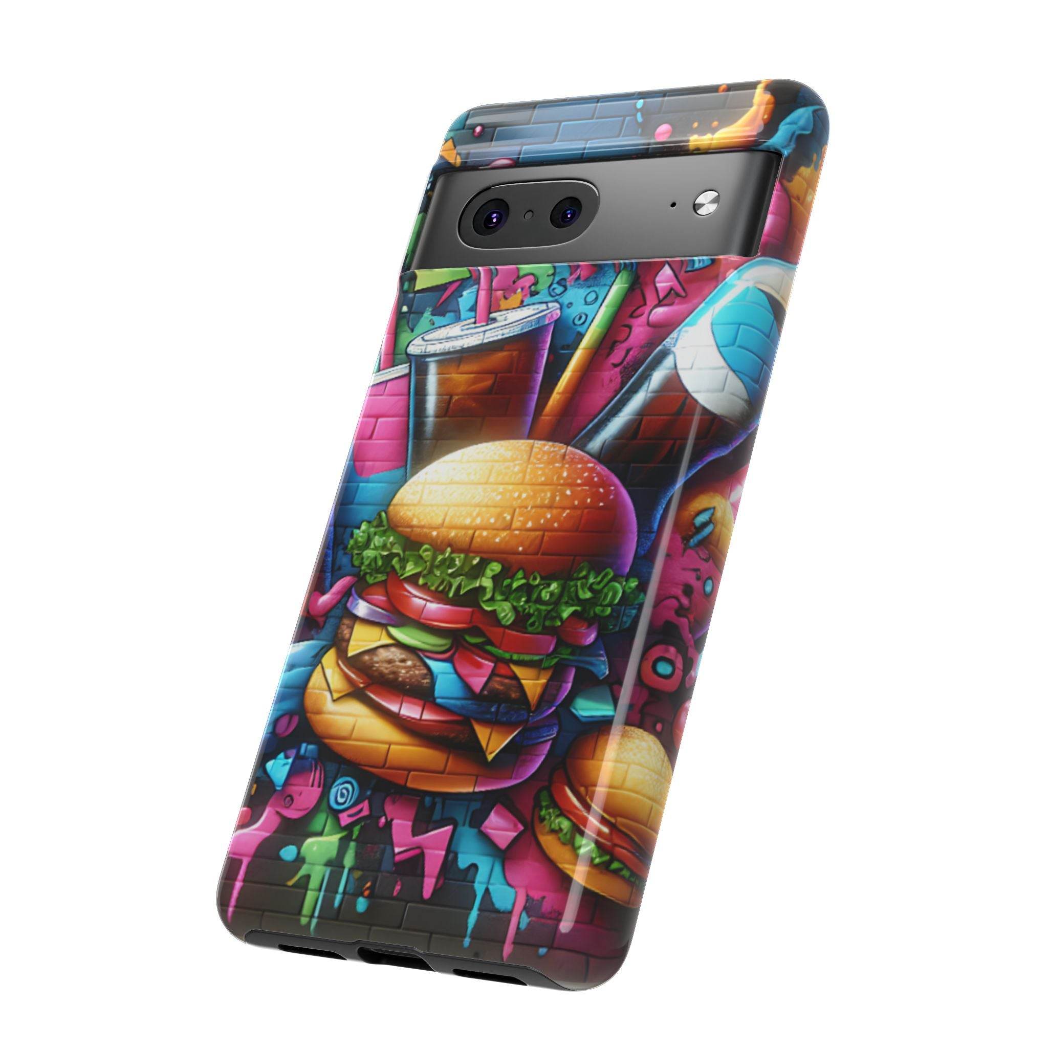 Burger and Drink Graffiti Phone Case - Google Pixel Phone Tough Case - Hook's Rubs & Spices