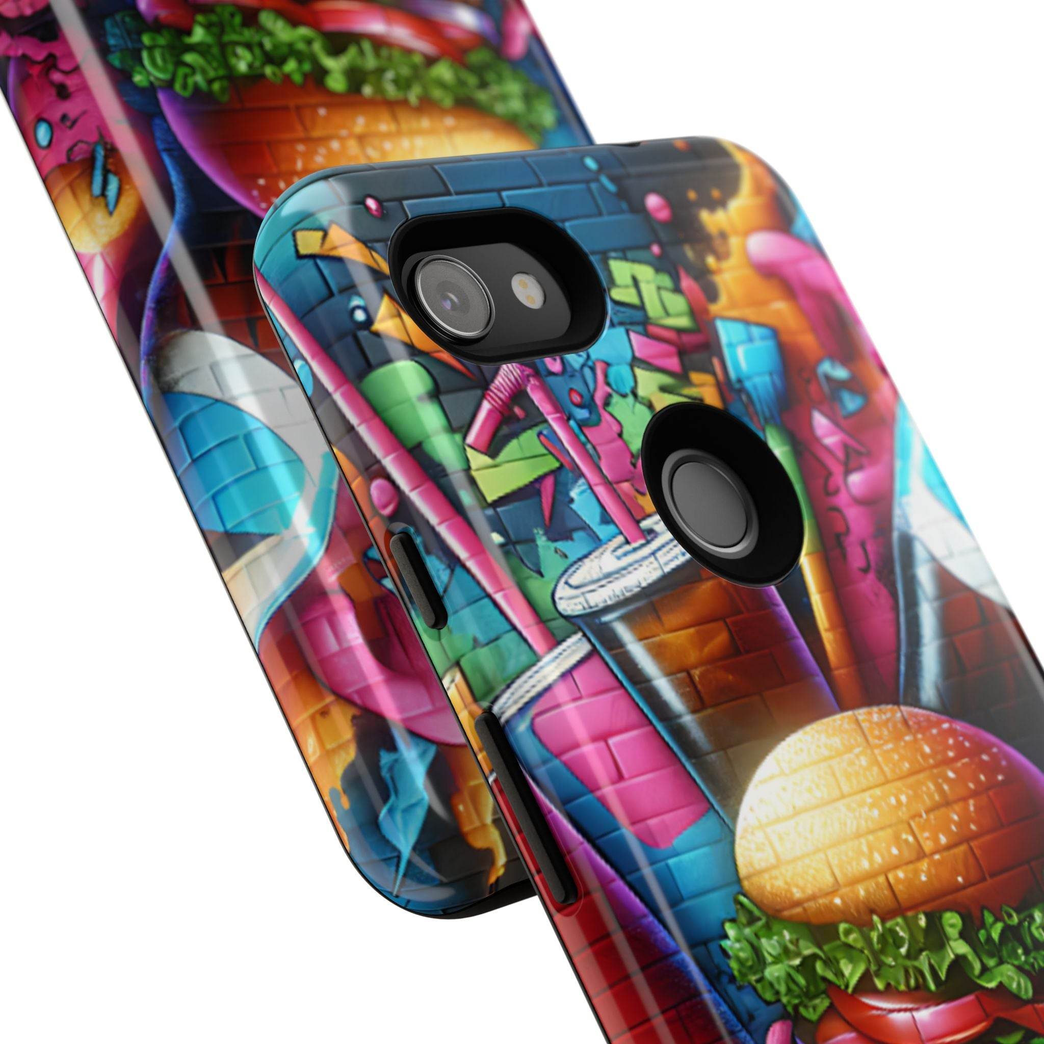 Burger and Drink Graffiti Phone Case - Google Pixel Phone Tough Case - Hook's Rubs & Spices