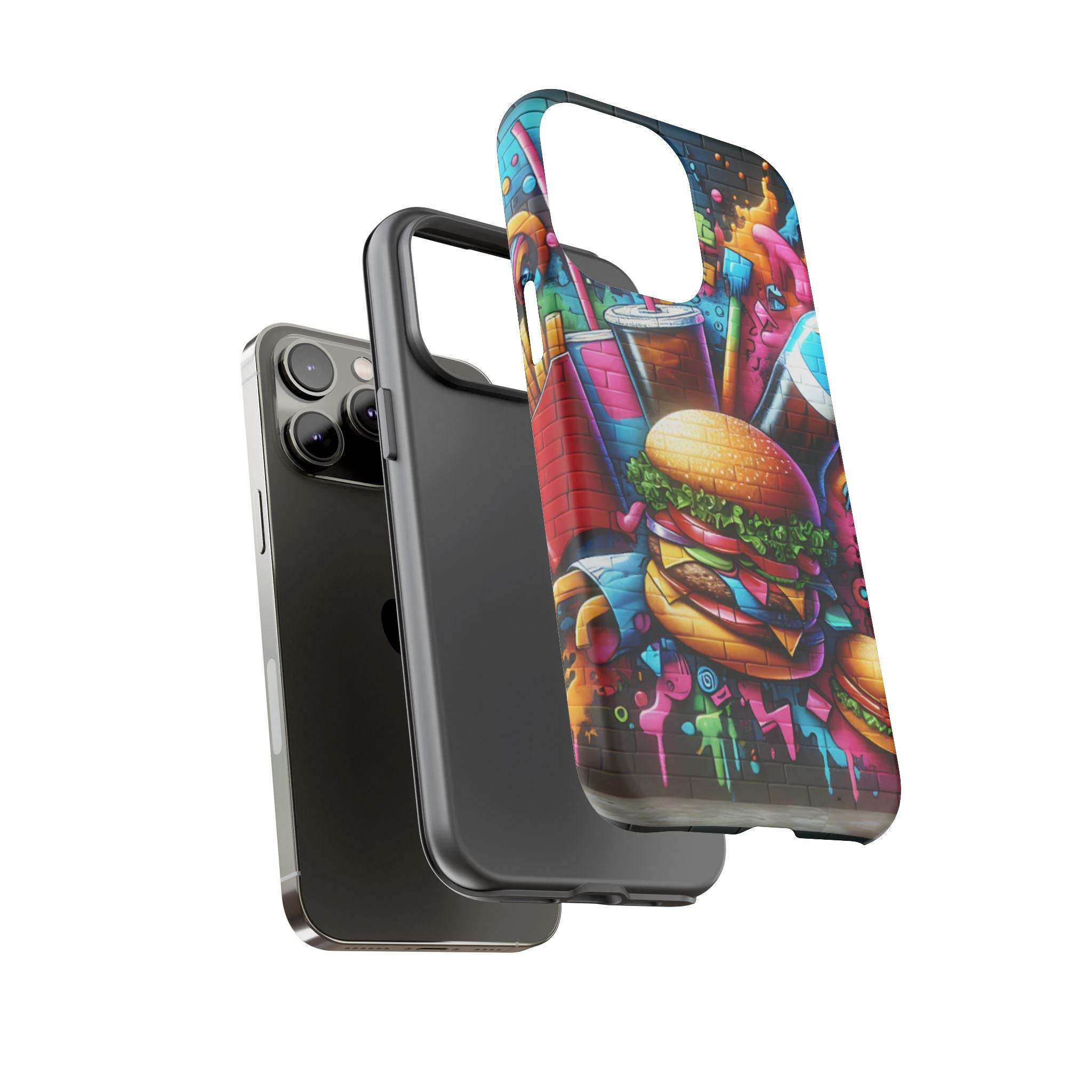 Burger and Drink Graffiti Phone Case - iPhone Tough Case - Hook's Rubs & Spices