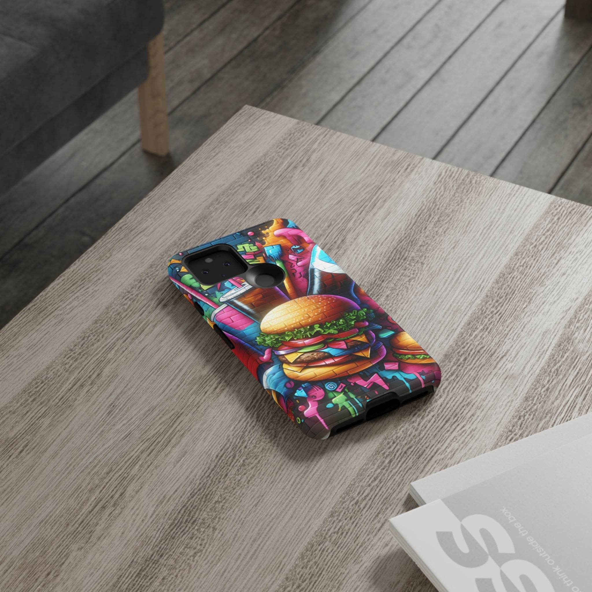 Burger and Drink Graffiti Phone Case - Google Pixel Phone Tough Case - Hook's Rubs & Spices