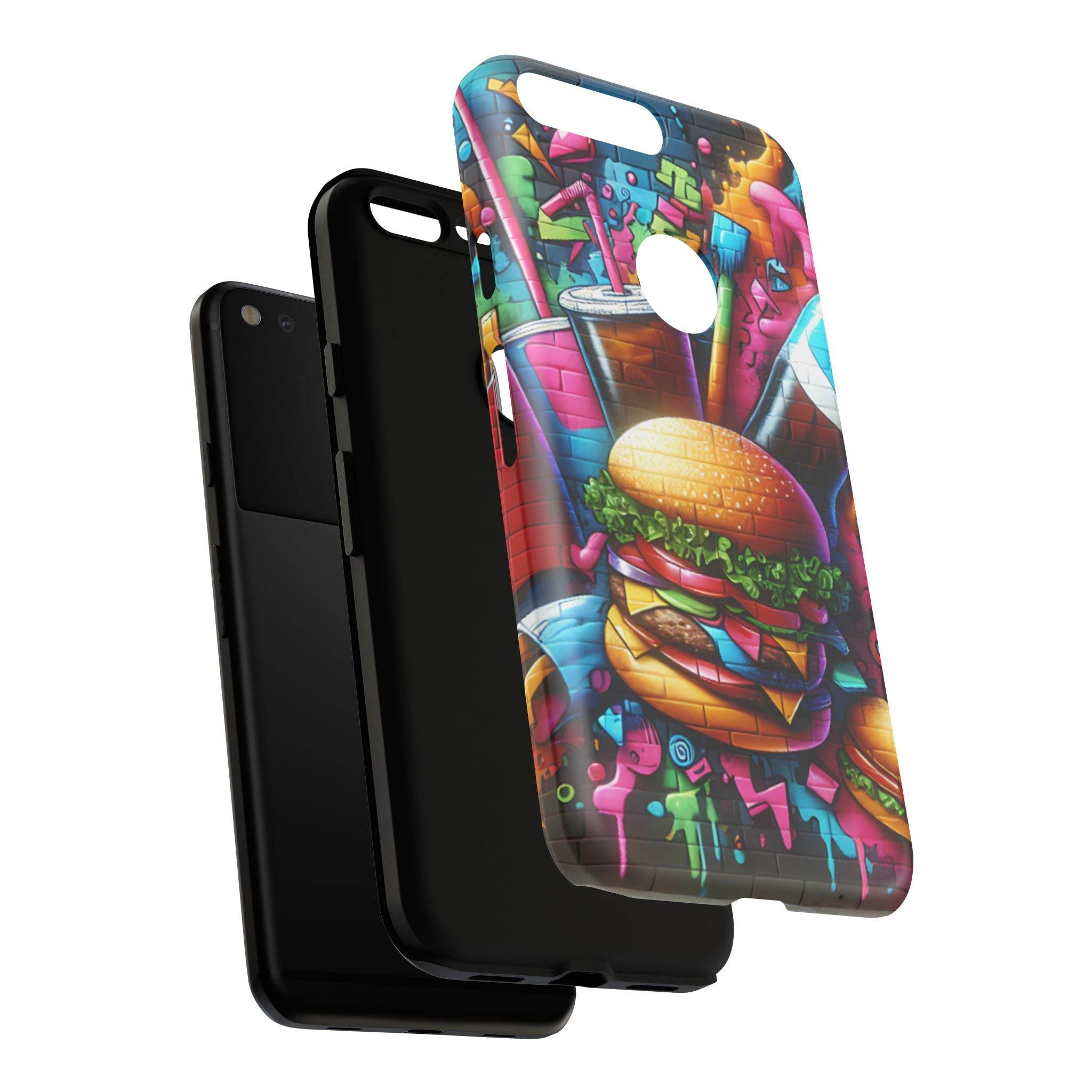 Burger and Drink Graffiti Phone Case - Google Pixel Phone Tough Case - Hook's Rubs & Spices