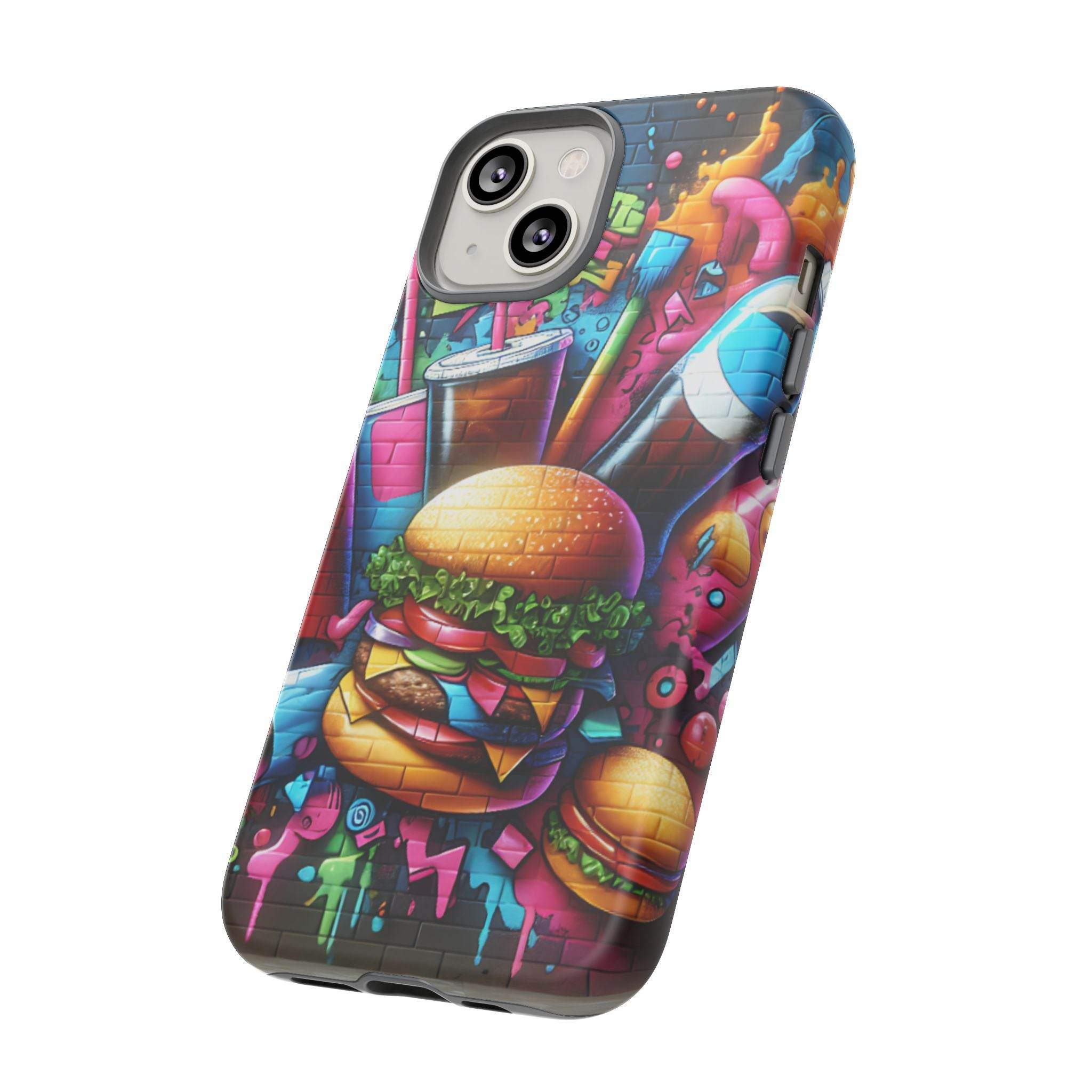 Burger and Drink Graffiti Phone Case - iPhone Tough Case - Hook's Rubs & Spices