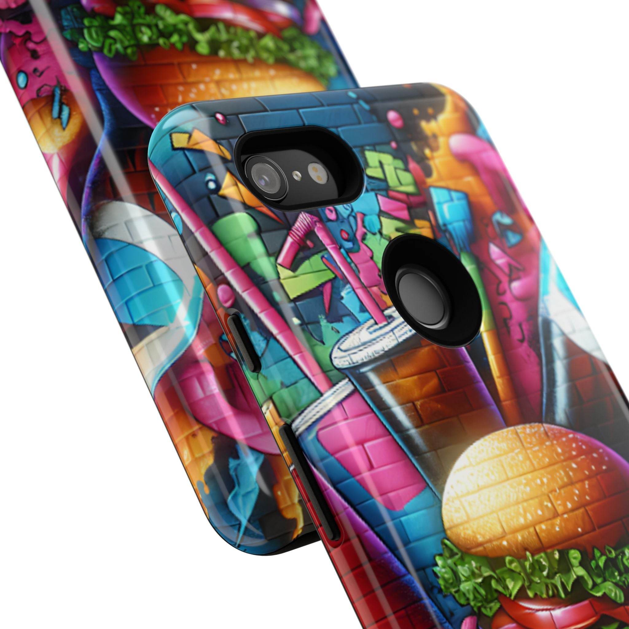 Burger and Drink Graffiti Phone Case - Google Pixel Phone Tough Case - Hook's Rubs & Spices