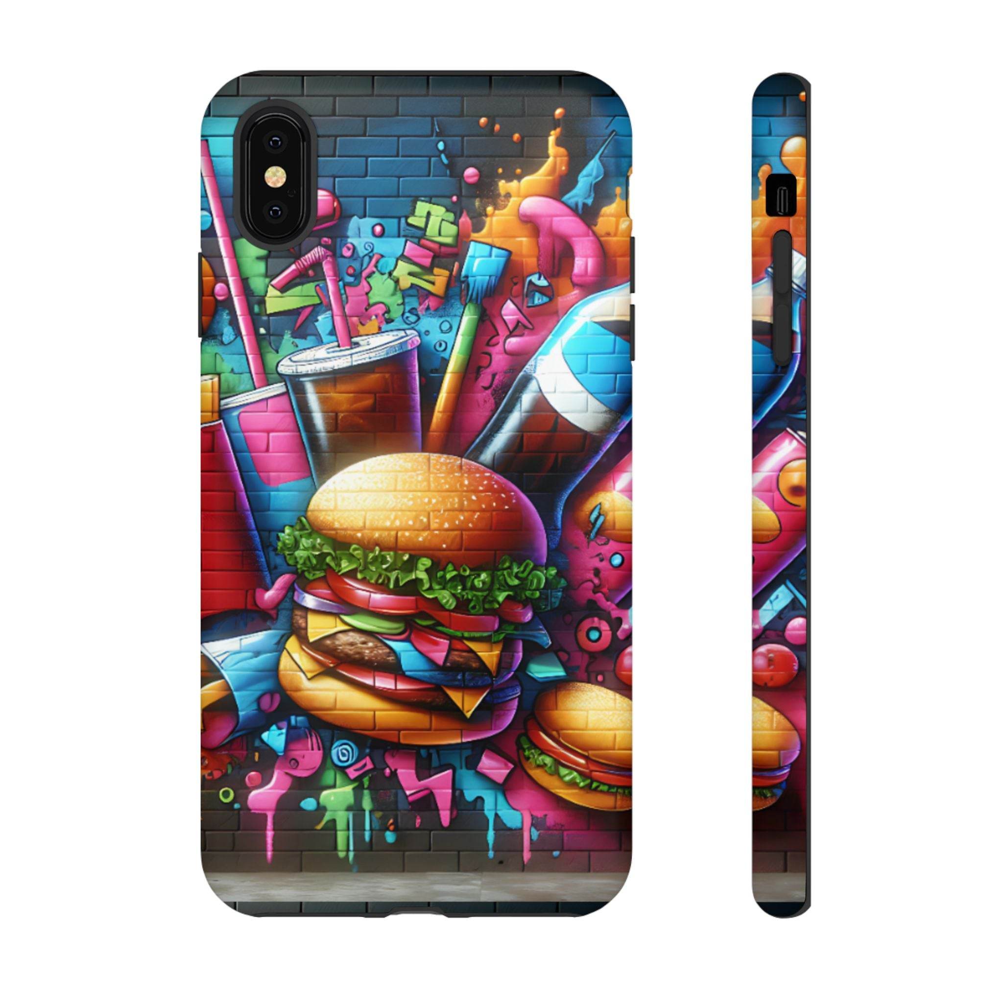 Burger and Drink Graffiti Phone Case - iPhone Tough Case - Hook's Rubs & Spices
