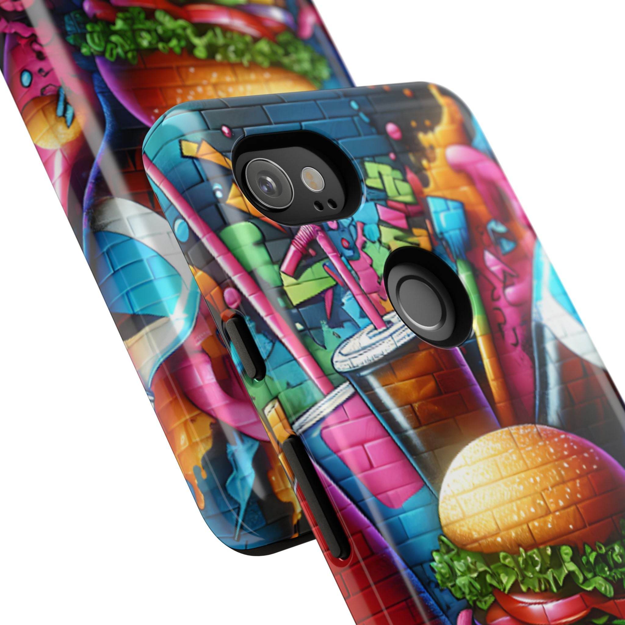 Burger and Drink Graffiti Phone Case - Google Pixel Phone Tough Case - Hook's Rubs & Spices