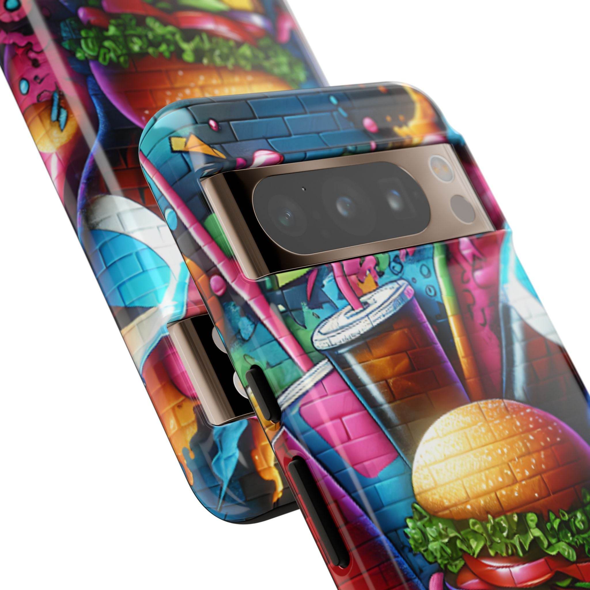 Burger and Drink Graffiti Phone Case - Google Pixel Phone Tough Case - Hook's Rubs & Spices