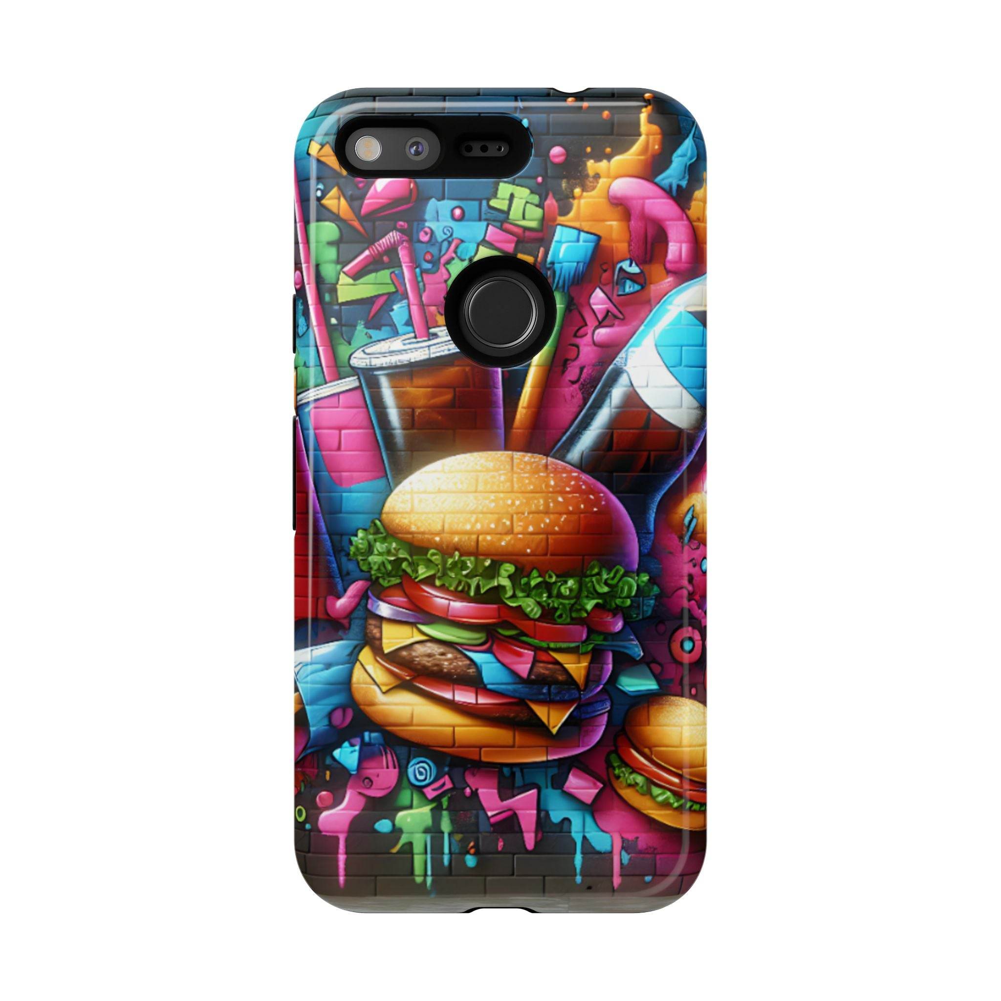 Burger and Drink Graffiti Phone Case - Google Pixel Phone Tough Case - Hook's Rubs & Spices