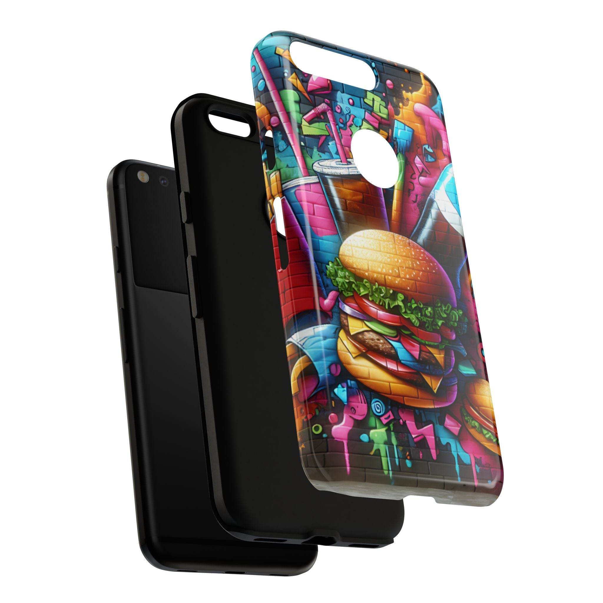 Burger and Drink Graffiti Phone Case - Google Pixel Phone Tough Case - Hook's Rubs & Spices