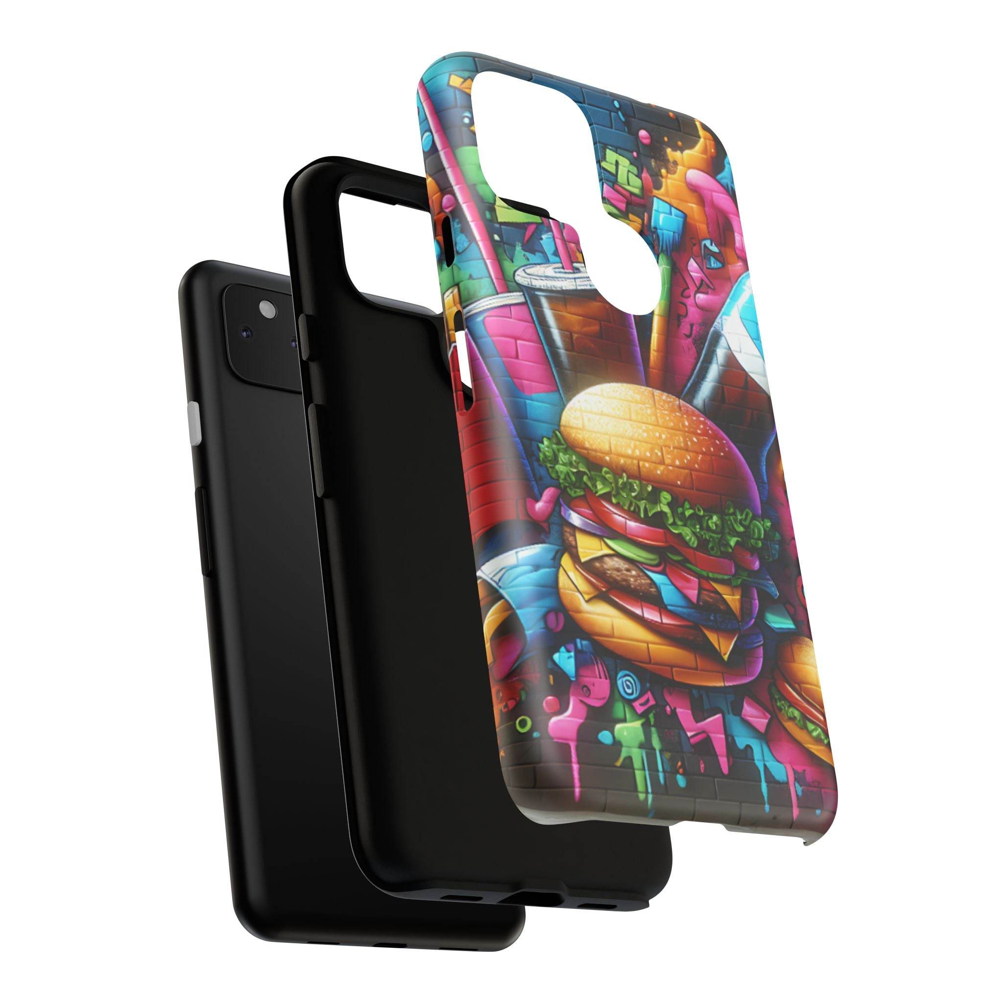 Burger and Drink Graffiti Phone Case - Google Pixel Phone Tough Case - Hook's Rubs & Spices