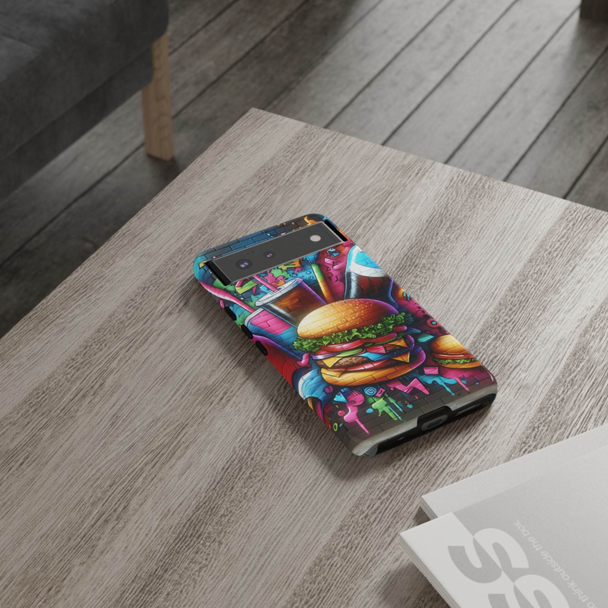 Burger and Drink Graffiti Phone Case - Google Pixel Phone Tough Case - Hook's Rubs & Spices