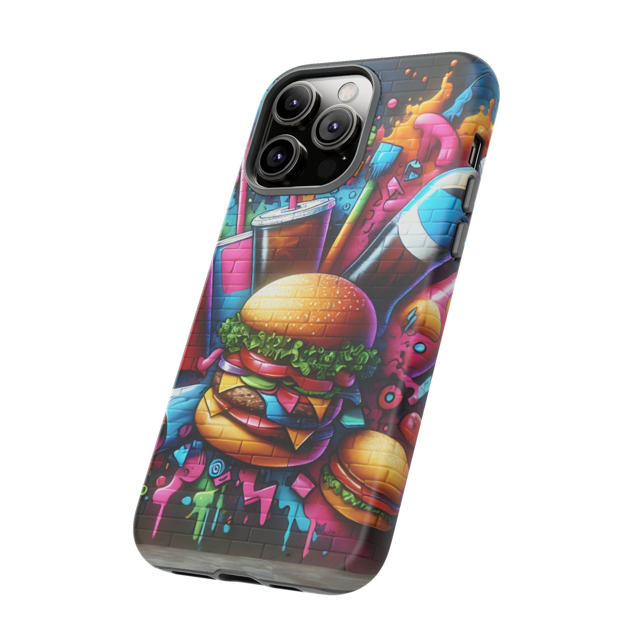 Burger and Drink Graffiti Phone Case - iPhone Tough Case - Hook's Rubs & Spices