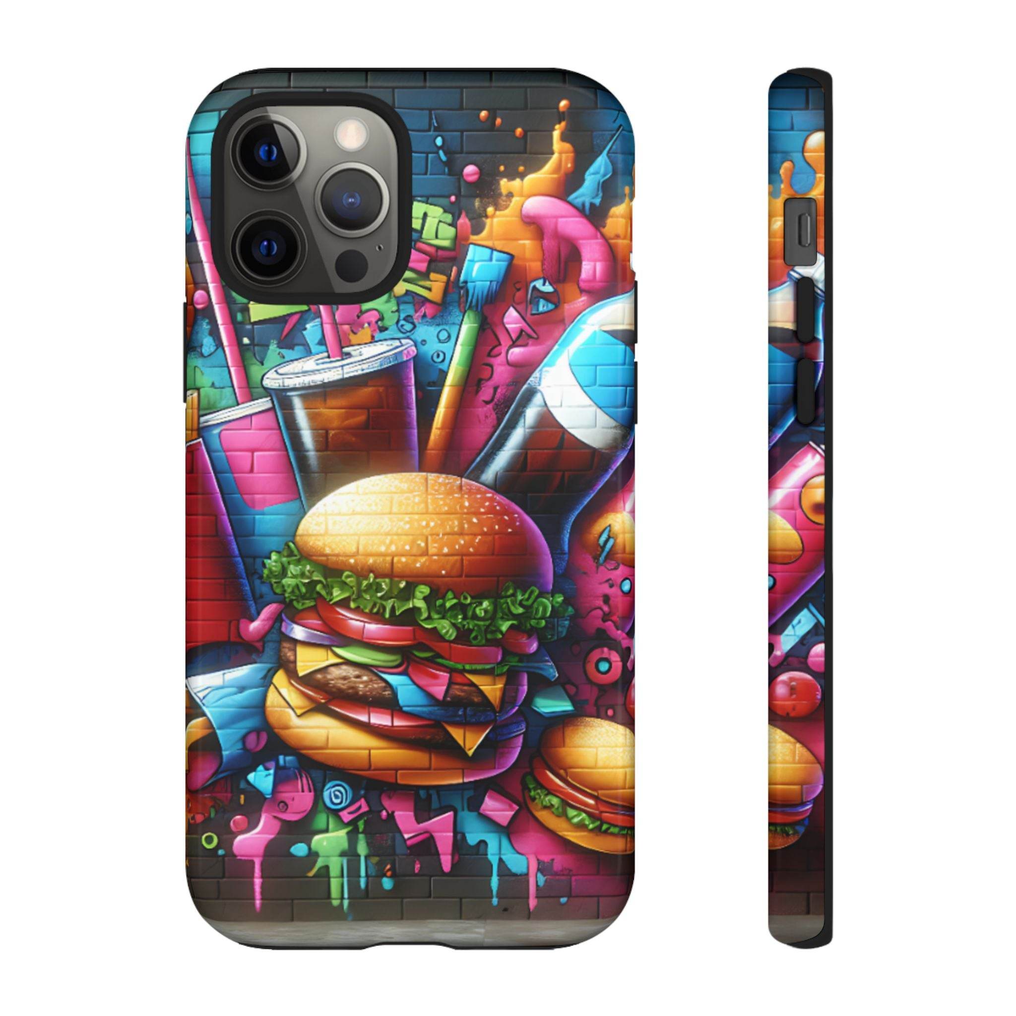 Burger and Drink Graffiti Phone Case - iPhone Tough Case - Hook's Rubs & Spices