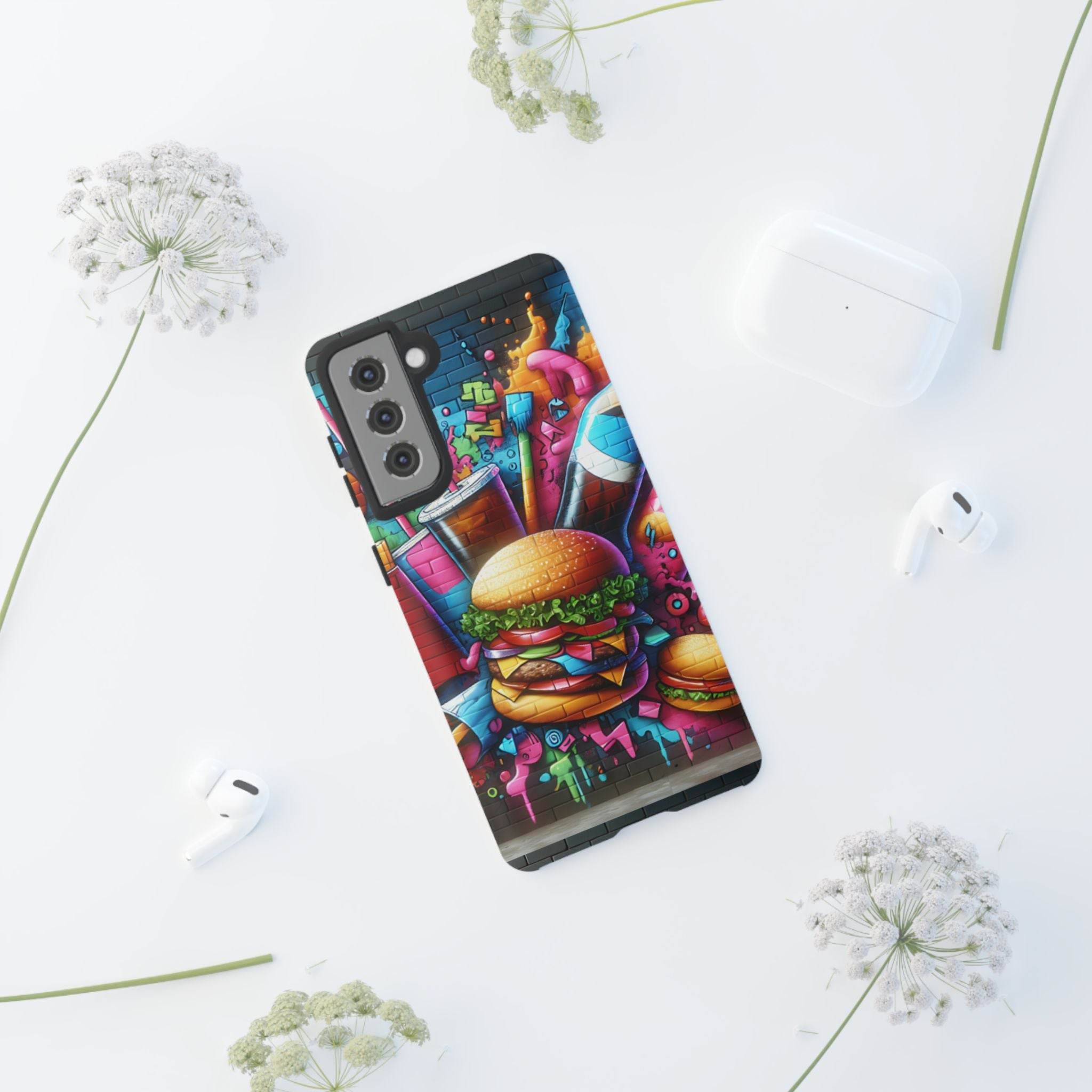 Burger and Drink Graffiti Phone Case - Samsung Galaxy Tough Case - Hook's Rubs & Spices