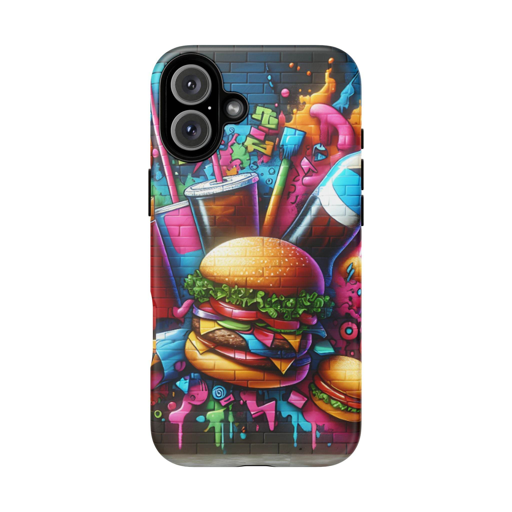 Burger and Drink Graffiti Phone Case - iPhone Tough Case - Hook's Rubs & Spices