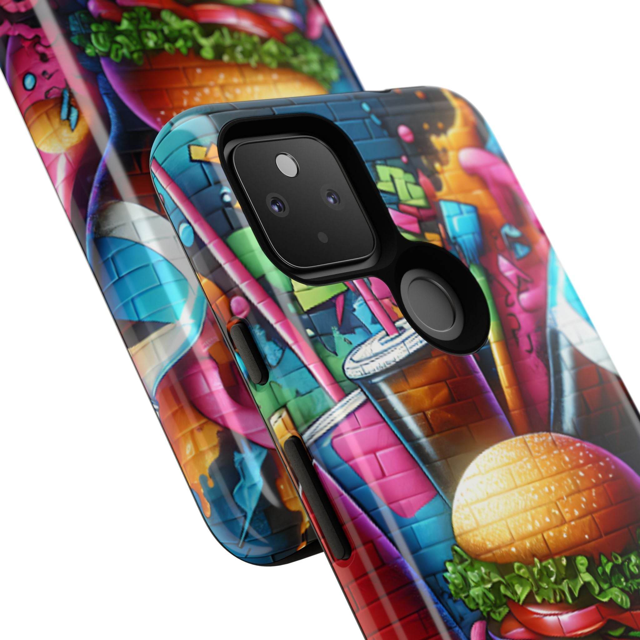 Burger and Drink Graffiti Phone Case - Google Pixel Phone Tough Case - Hook's Rubs & Spices