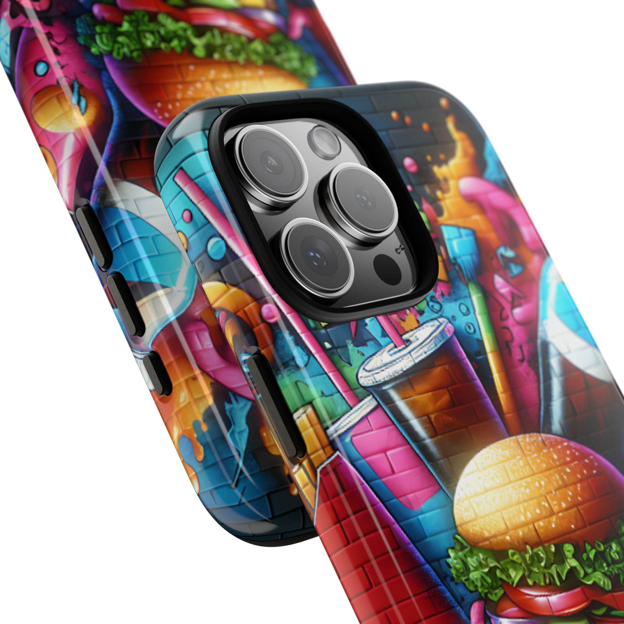 Burger and Drink Graffiti Phone Case - iPhone Tough Case - Hook's Rubs & Spices