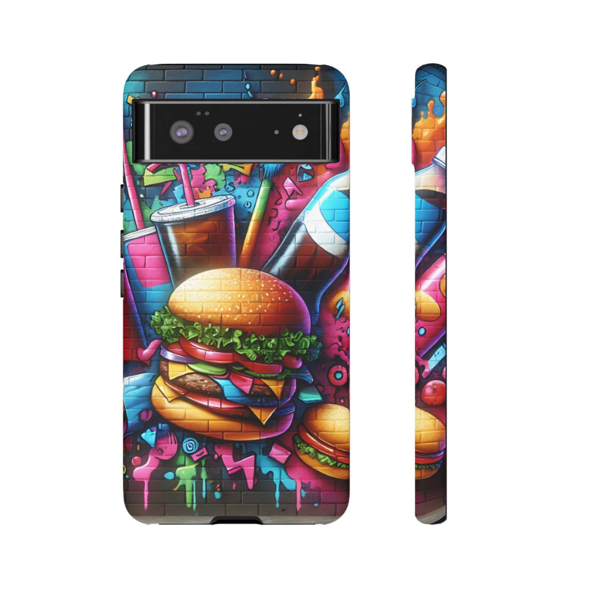 Burger and Drink Graffiti Phone Case - Google Pixel Phone Tough Case - Hook's Rubs & Spices