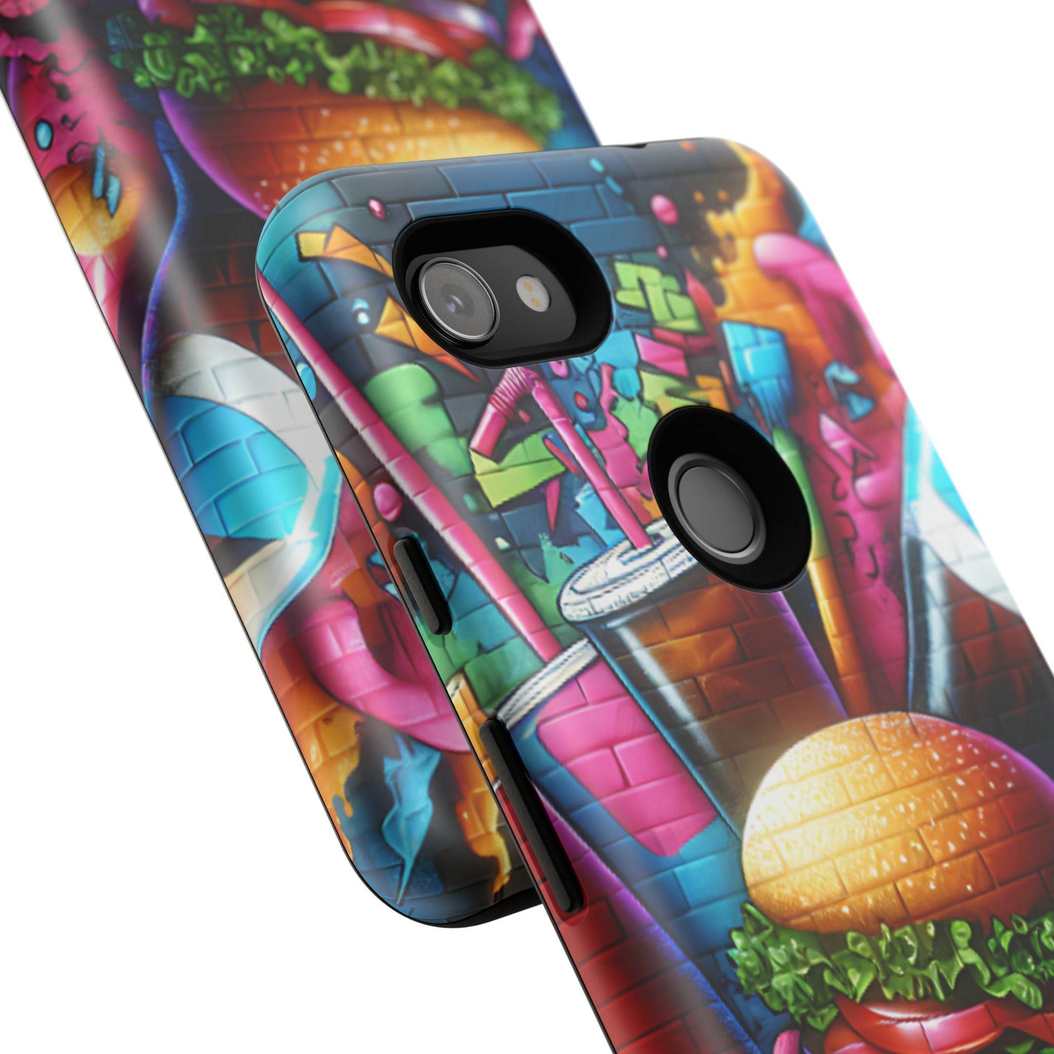 Burger and Drink Graffiti Phone Case - Google Pixel Phone Tough Case - Hook's Rubs & Spices