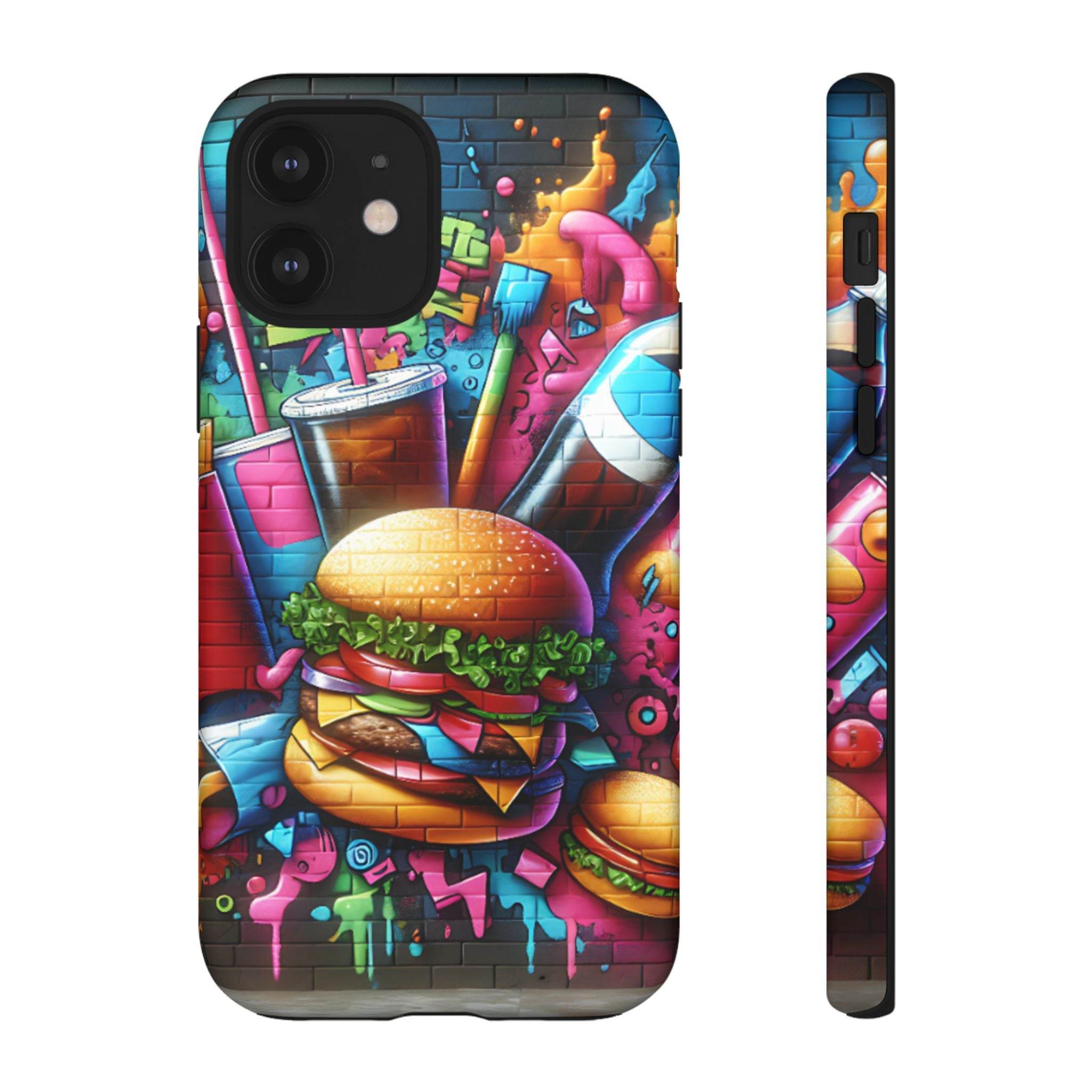 Burger and Drink Graffiti Phone Case - iPhone Tough Case - Hook's Rubs & Spices