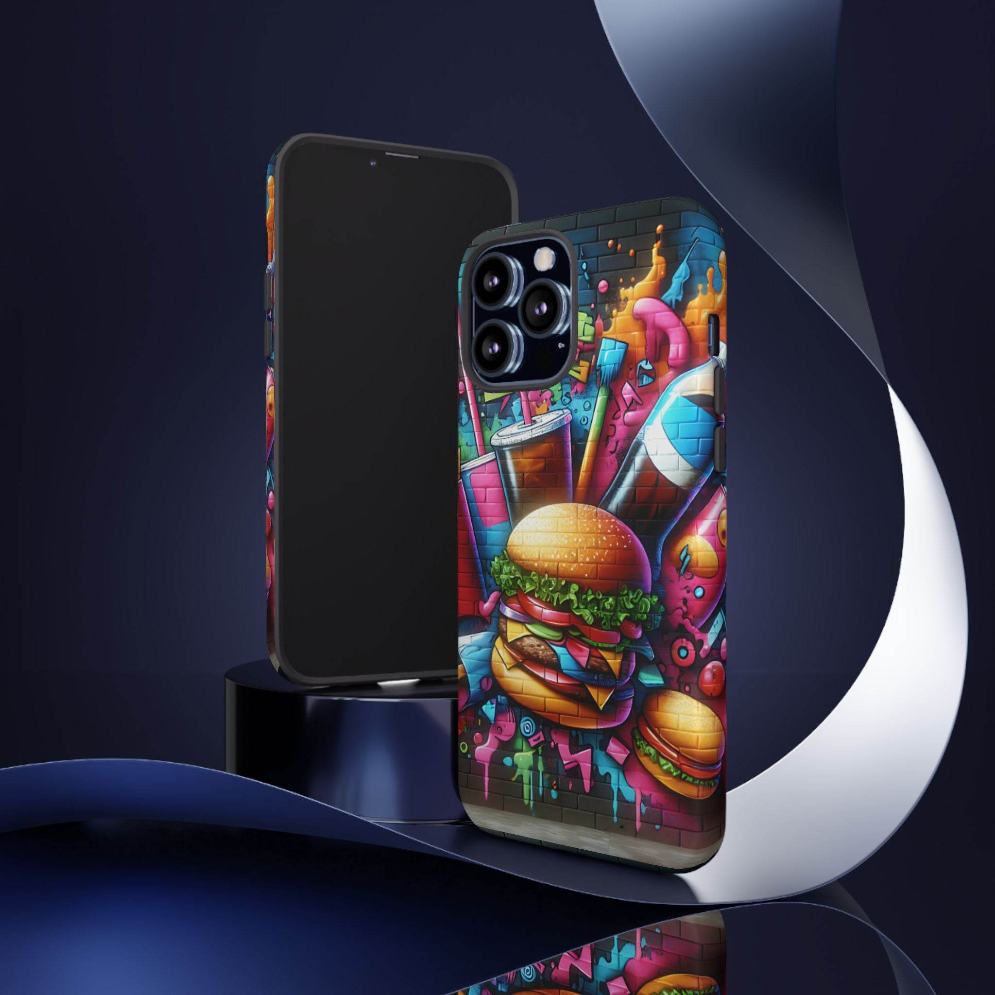 Burger and Drink Graffiti Phone Case - iPhone Tough Case - Hook's Rubs & Spices