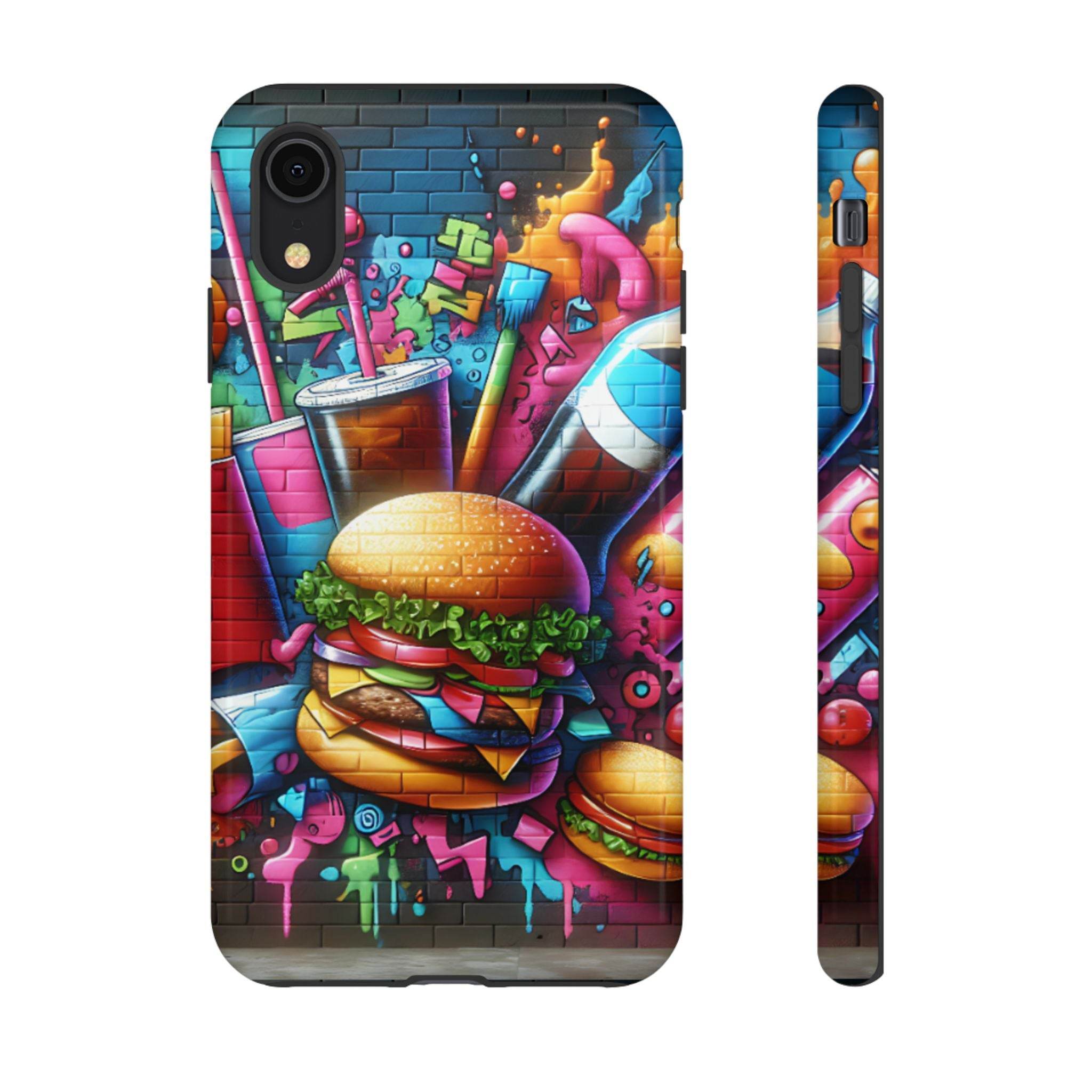 Burger and Drink Graffiti Phone Case - iPhone Tough Case - Hook's Rubs & Spices