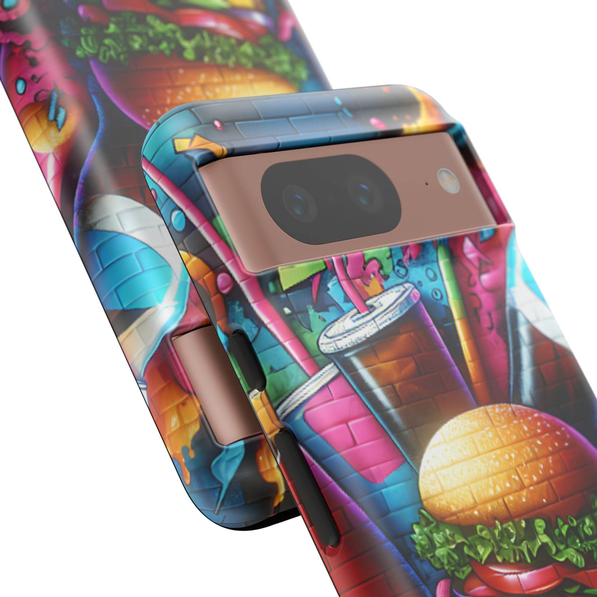 Burger and Drink Graffiti Phone Case - Google Pixel Phone Tough Case - Hook's Rubs & Spices