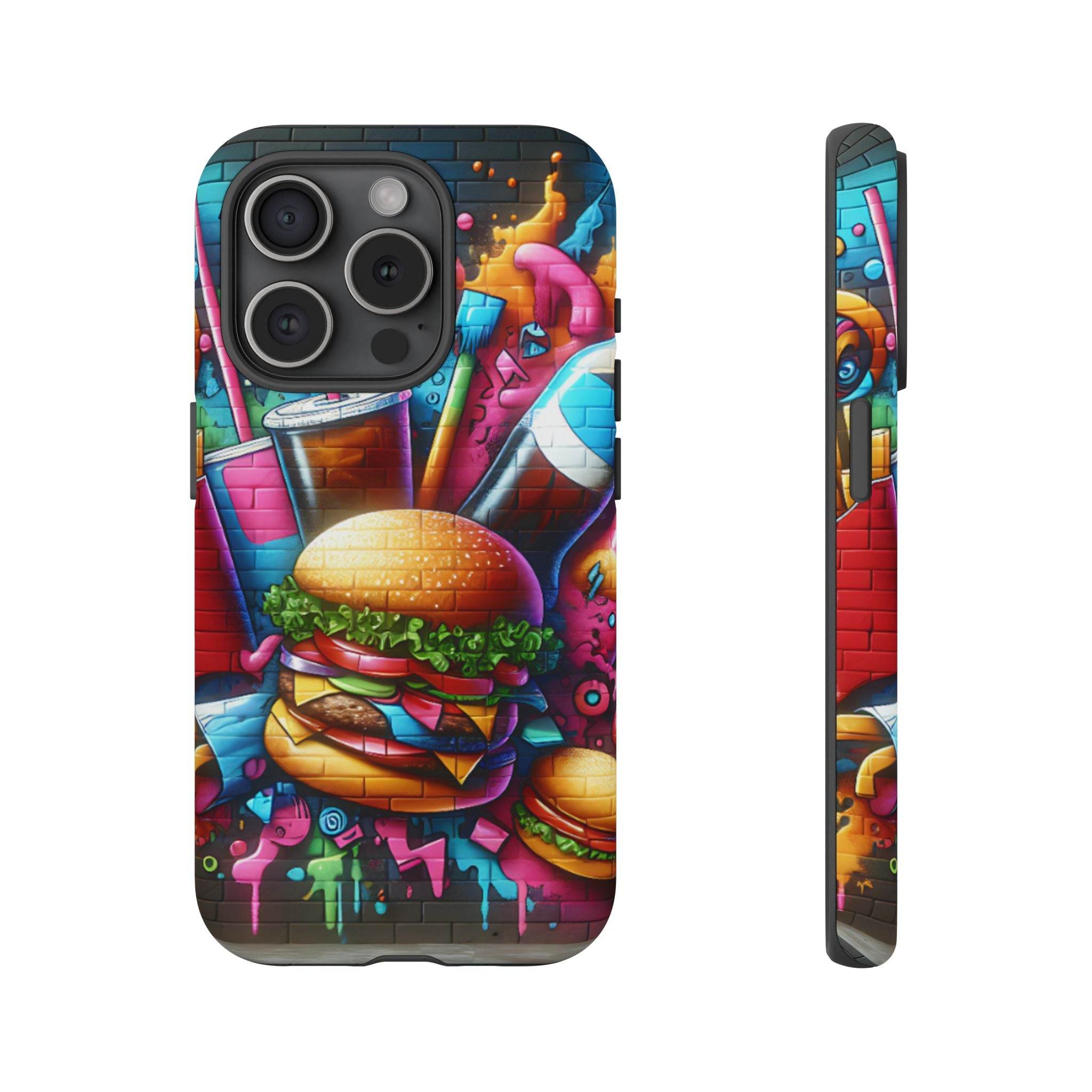 Burger and Drink Graffiti Phone Case - iPhone Tough Case - Hook's Rubs & Spices